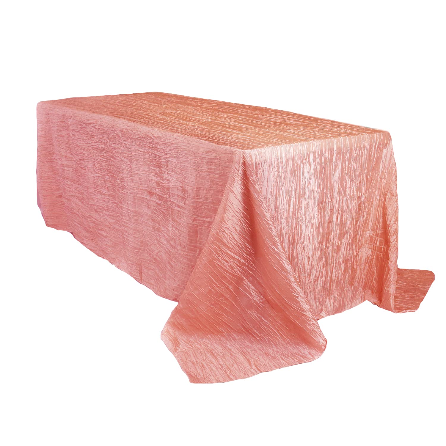 Your Chair Covers - 90 X 132 Inch Rectangular Crinkle Taffeta Tablecloth - Coral, Rectangle Table Linens For 6 Ft Rectangular Ta