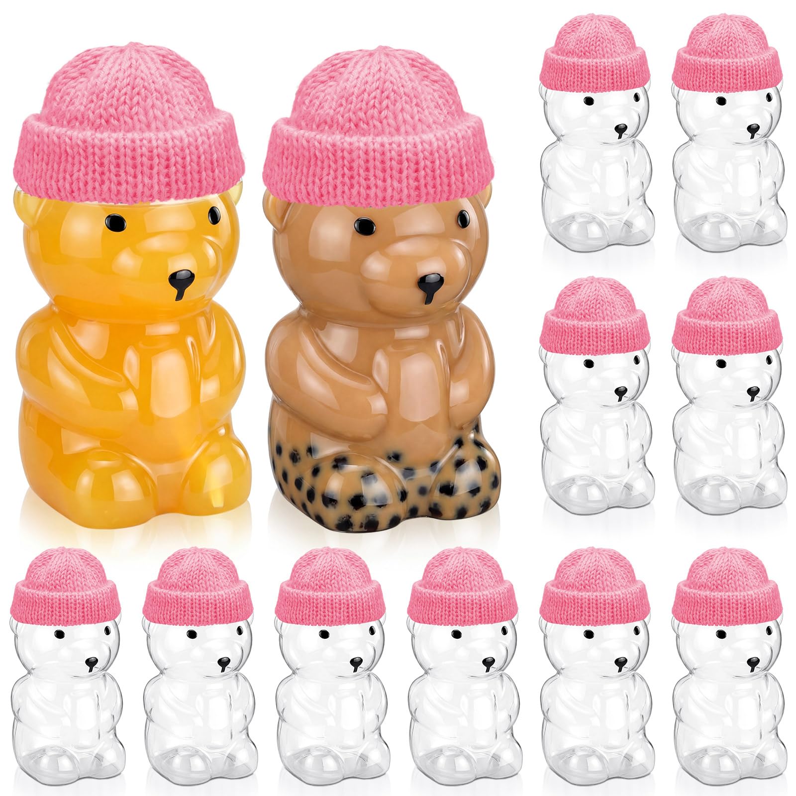 Willinglong 12 Pcs 15 oz Clear Plastic Bear Cups, Pink