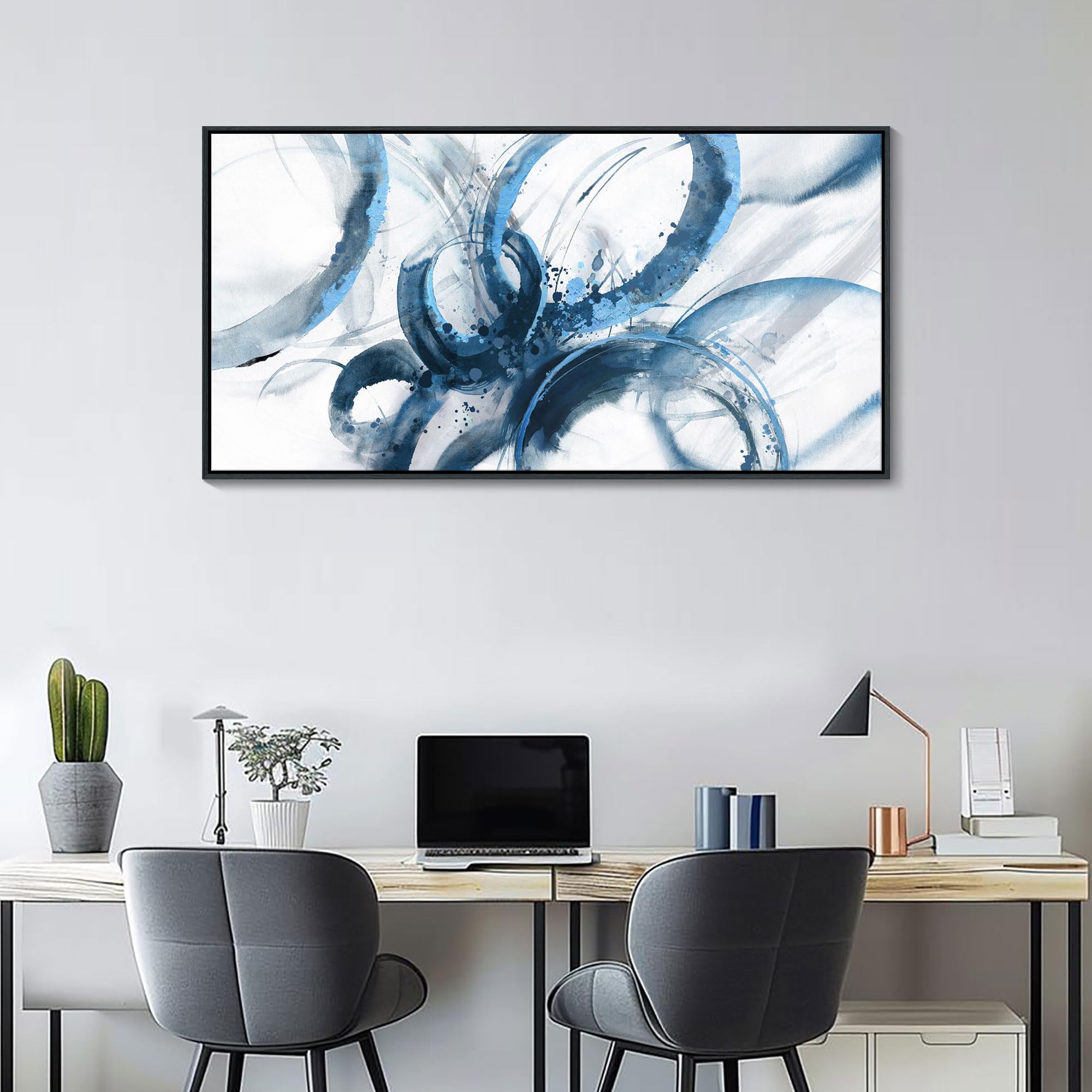 Ajaziko Blue Wall Art Large Pictures For Living Room Abstract Wall Decor Wall Decoration Print Pictures Canvas Framed Artwork Pa