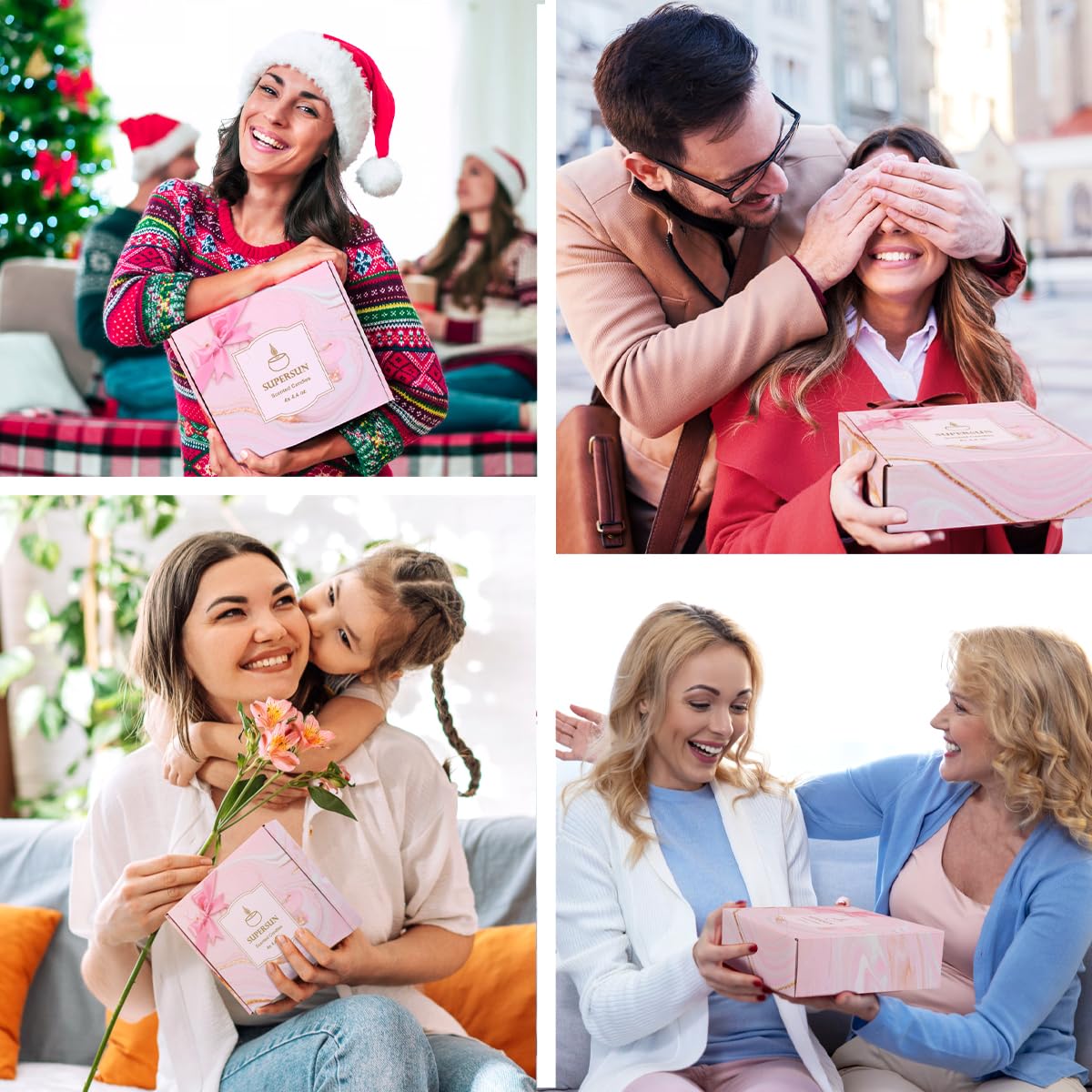 Candles Gifts for Women, Aromatherapy Candle Set, 17.6 oz 4 Pack Vanilla Lemon Fig Lavender Candle for Home Scented 120H Burning