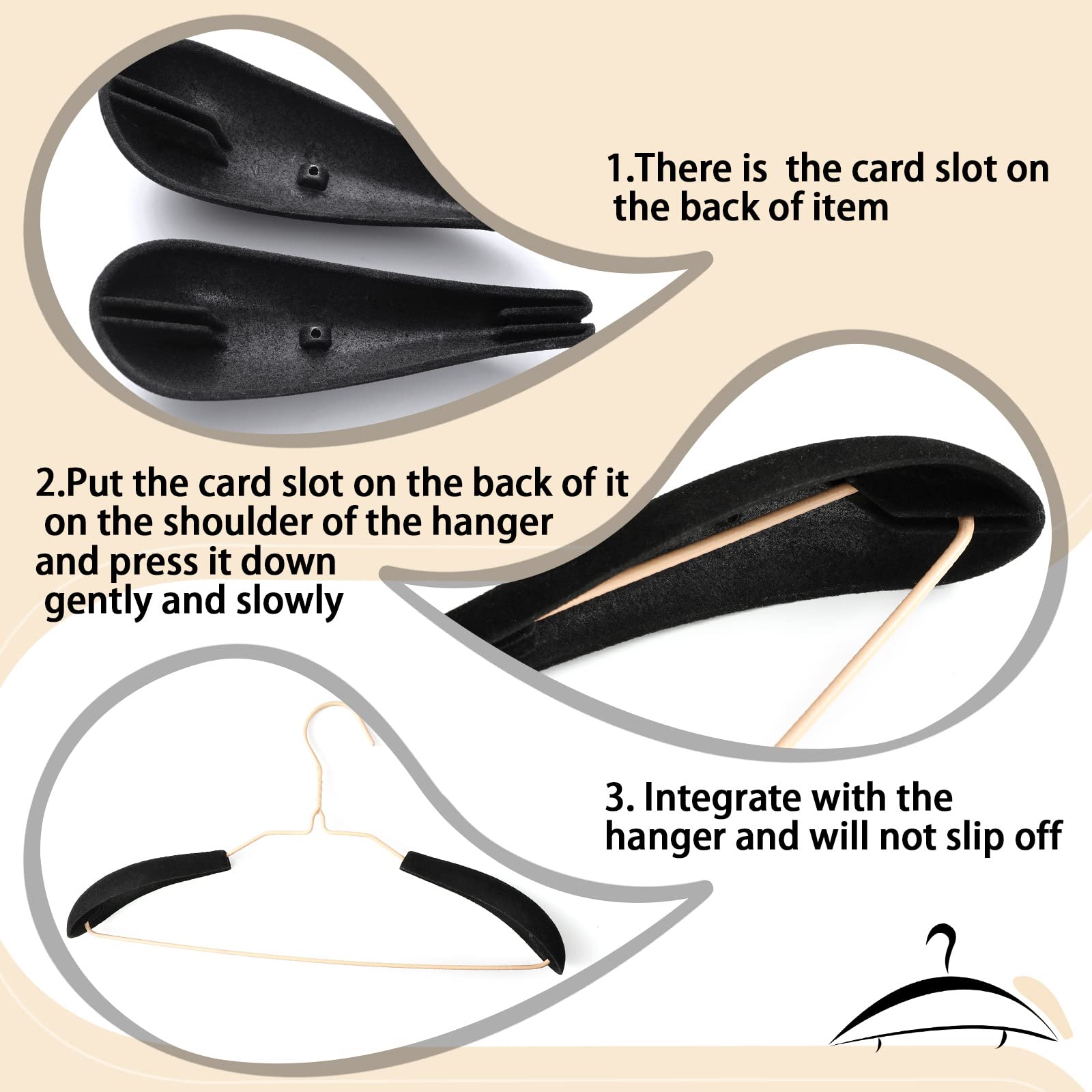 Velvet Hangers Shoulder Form Hanger Shoulder Shaper Black Hanger Pads Flocking And Plastic Hanger Shoulder Protectors For Velvet