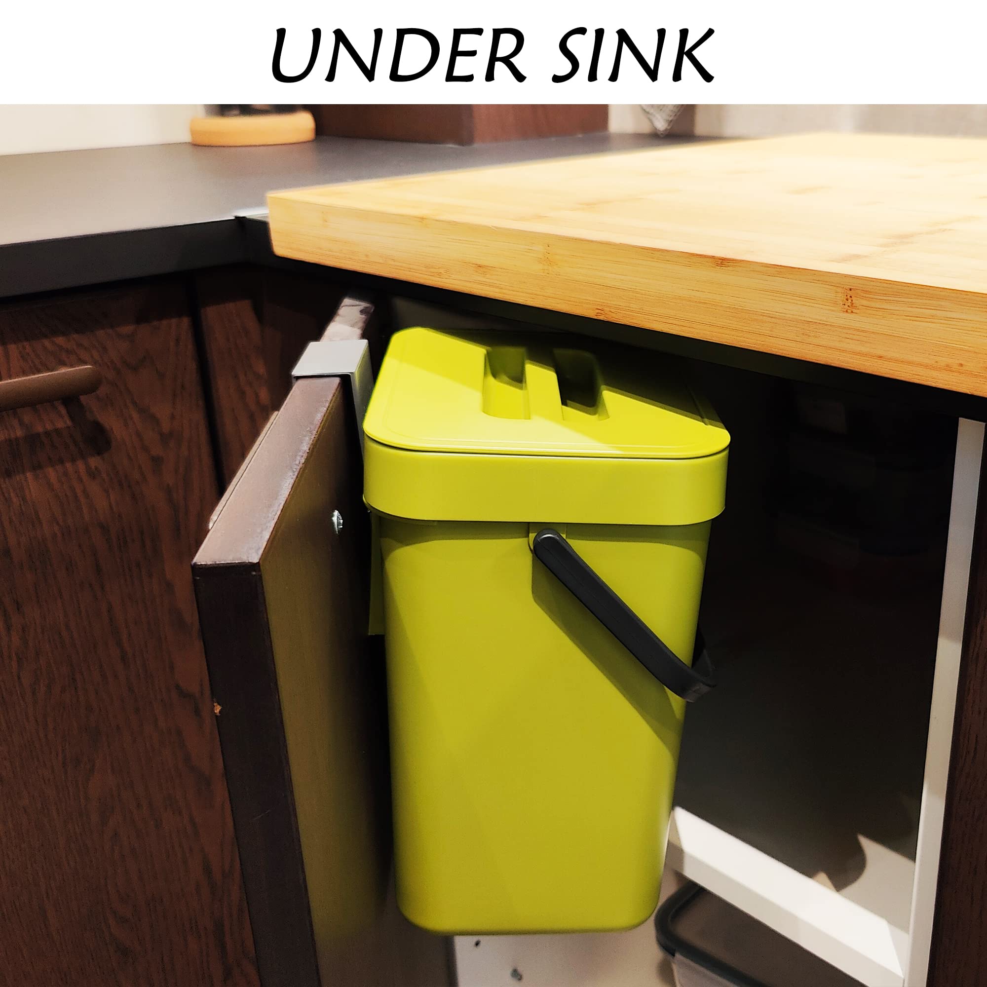 stonespace Small Kitchen Trash Can with Lid  Compost Bin Indoor Kitchen Sealed  Under Sink Trash Can  5 L/1.3 Gallon Plastic Trash Bin  Green