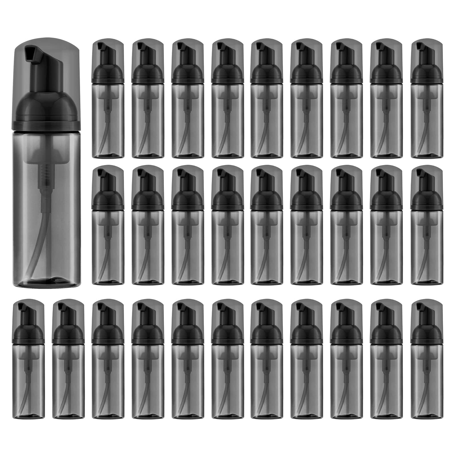 Tekson 30Pcs Soap Foam Bottle (2 Oz), Empty Travel Foaming Lash Shampoo For Cleanser, Dispenser (Black)