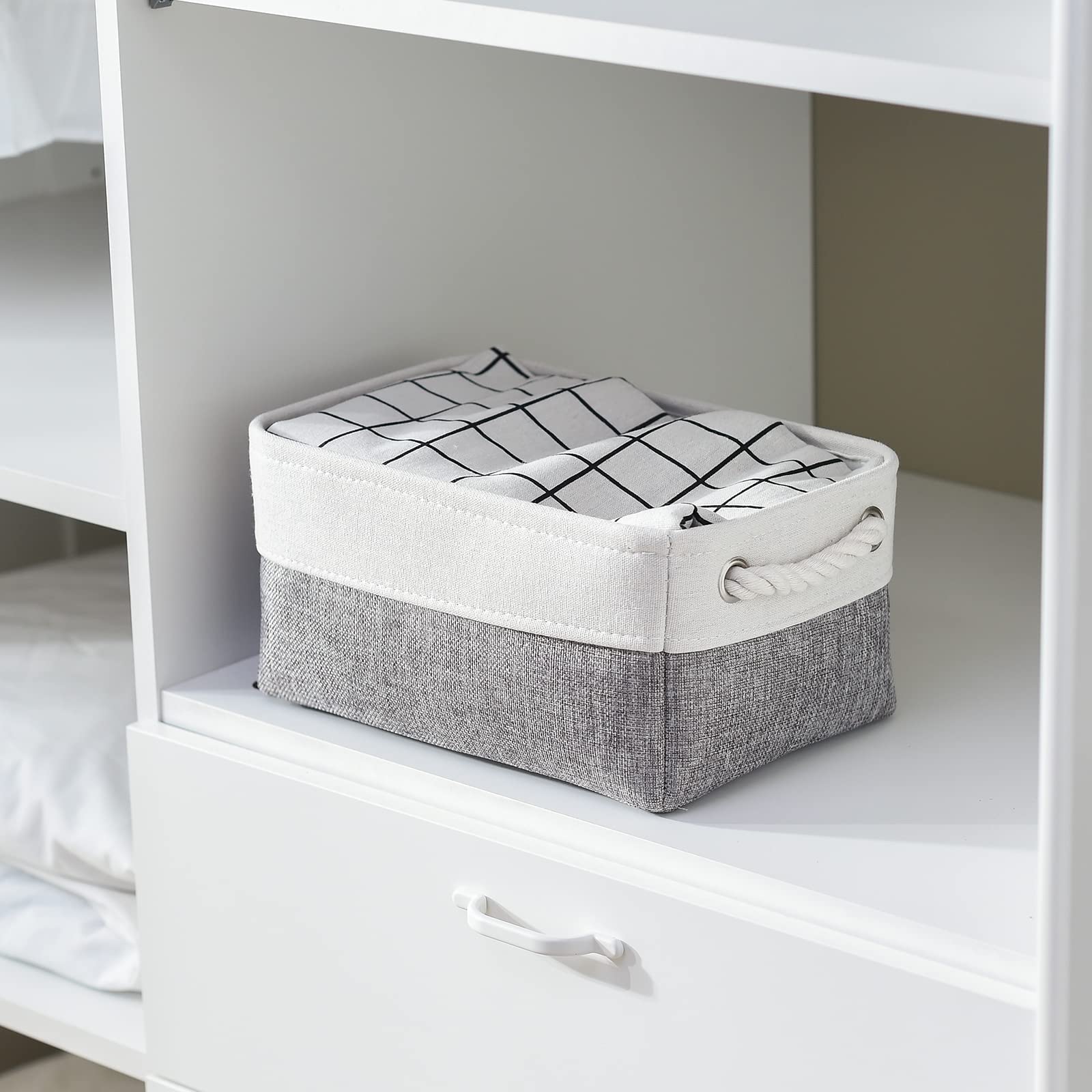 Thewarmhome Organization And Storage Basket For Shelves - 12X8X5.2 Inch 1 Pack Fabric Storage Cubes, Collapsible Storage Bins Fo