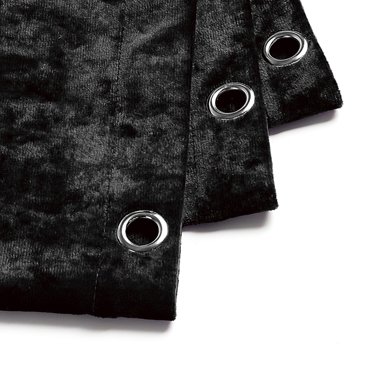 Fredsure Distressed Velvet Shower Curtain Set, 13 Pieces Black Including 1 Piece 72''X72'' Shower Curtain And 12 Pieces Silver H