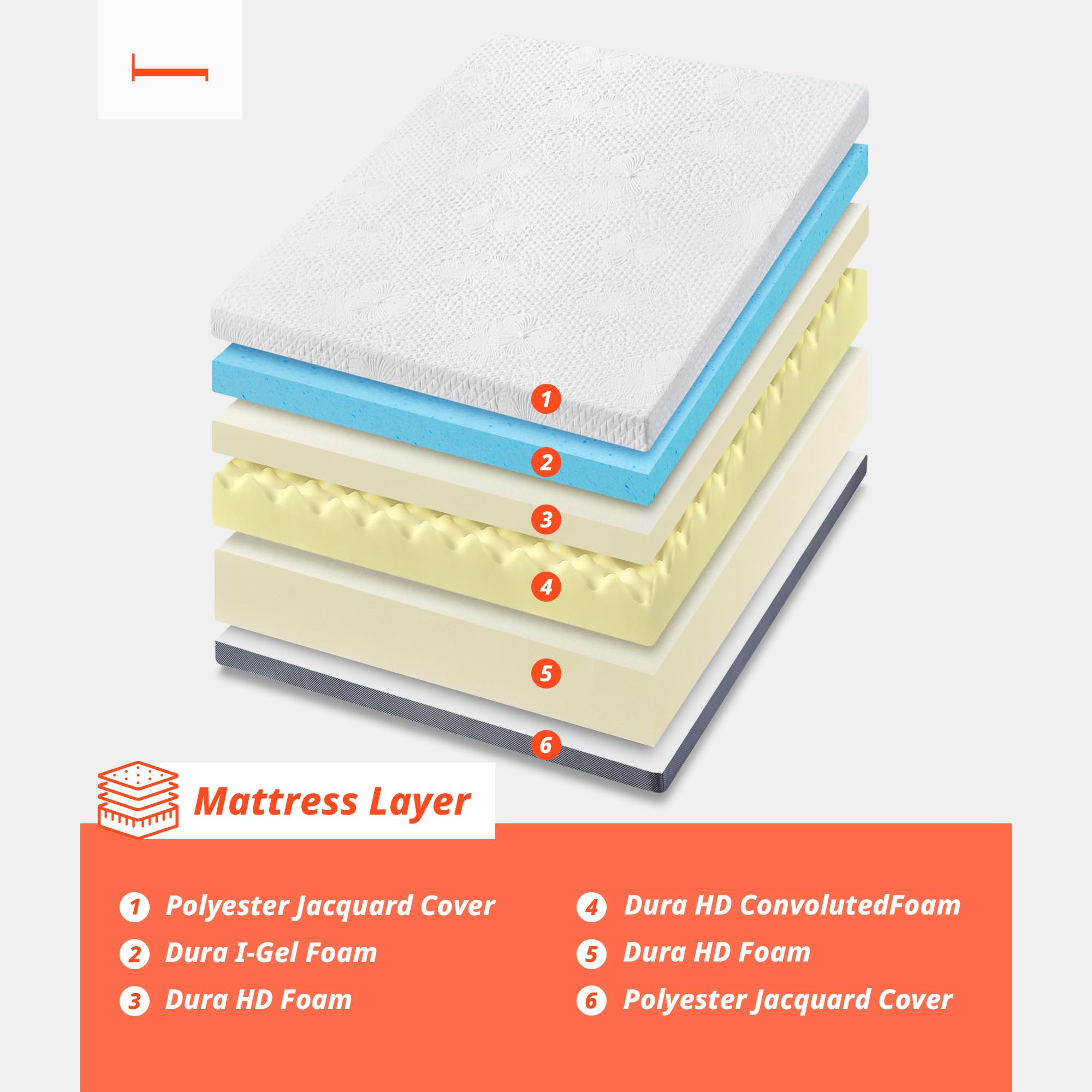 PrimaSleep 10 Inch Wave Gel Infused Memory Foam Mattress Gray (Twin)