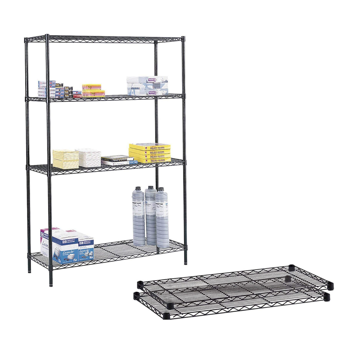 Safco Products 5242Bl Commercial Wire Shelving Extra Shelves 36'' W X 18'' D For Use With Basic Unit 5276Bl, Sold Separately, Bl