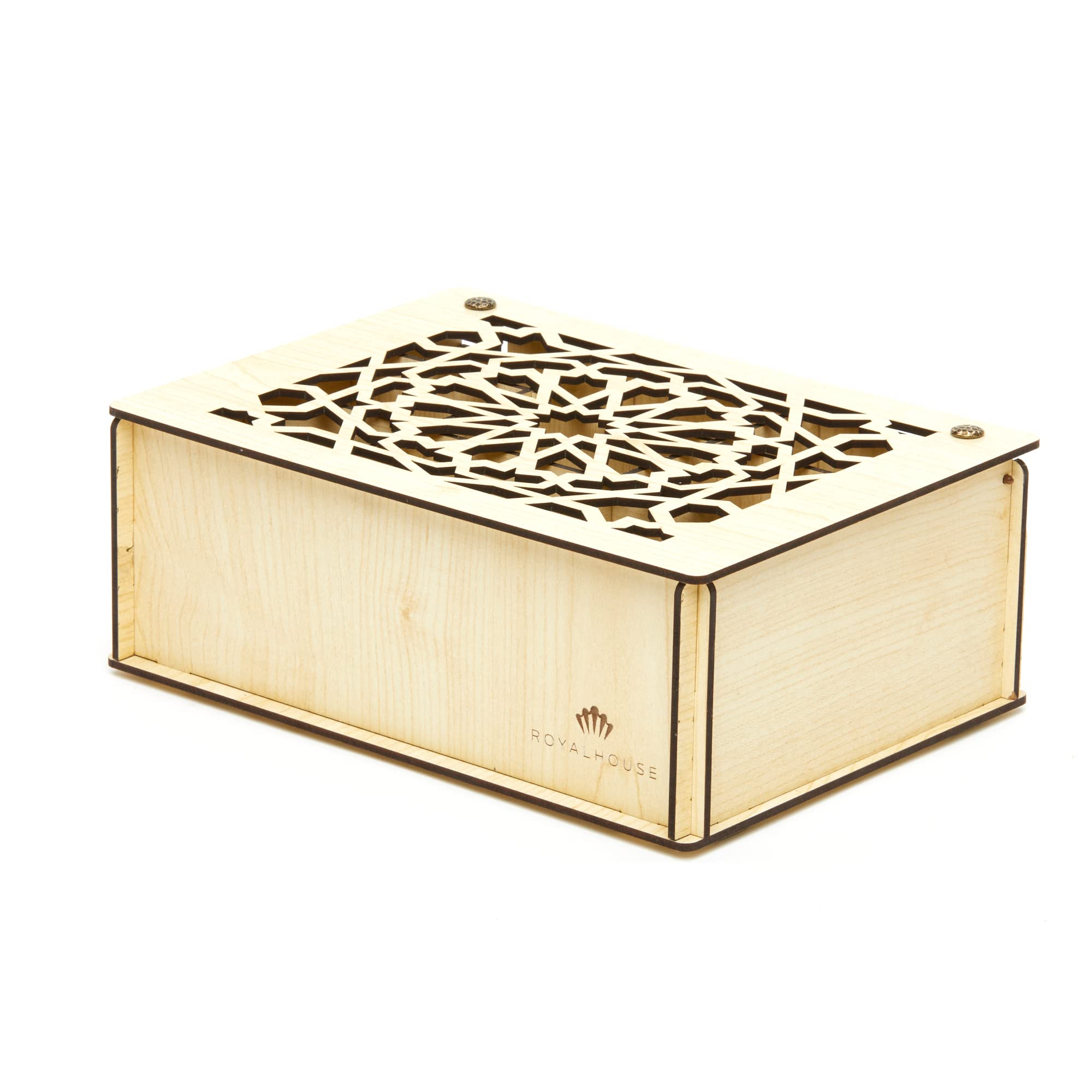RoyalHouse Premium Wood (Hard MDF) Tea Storage Box Organizer (White)  Eco-Friendly Multi-Functional Decorative Box  9 Compartments For Assorted Variety Of Tea Bags and Small Items