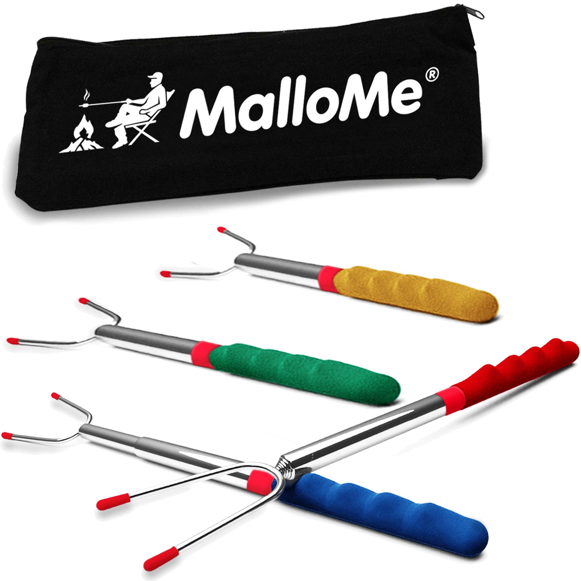 Mallome Marshmallow Roasting Sticks 45 Inch 4 Pack Smores Kit For Fire Pit Long - Camping Campfire Accessories S'Mores Gift Set