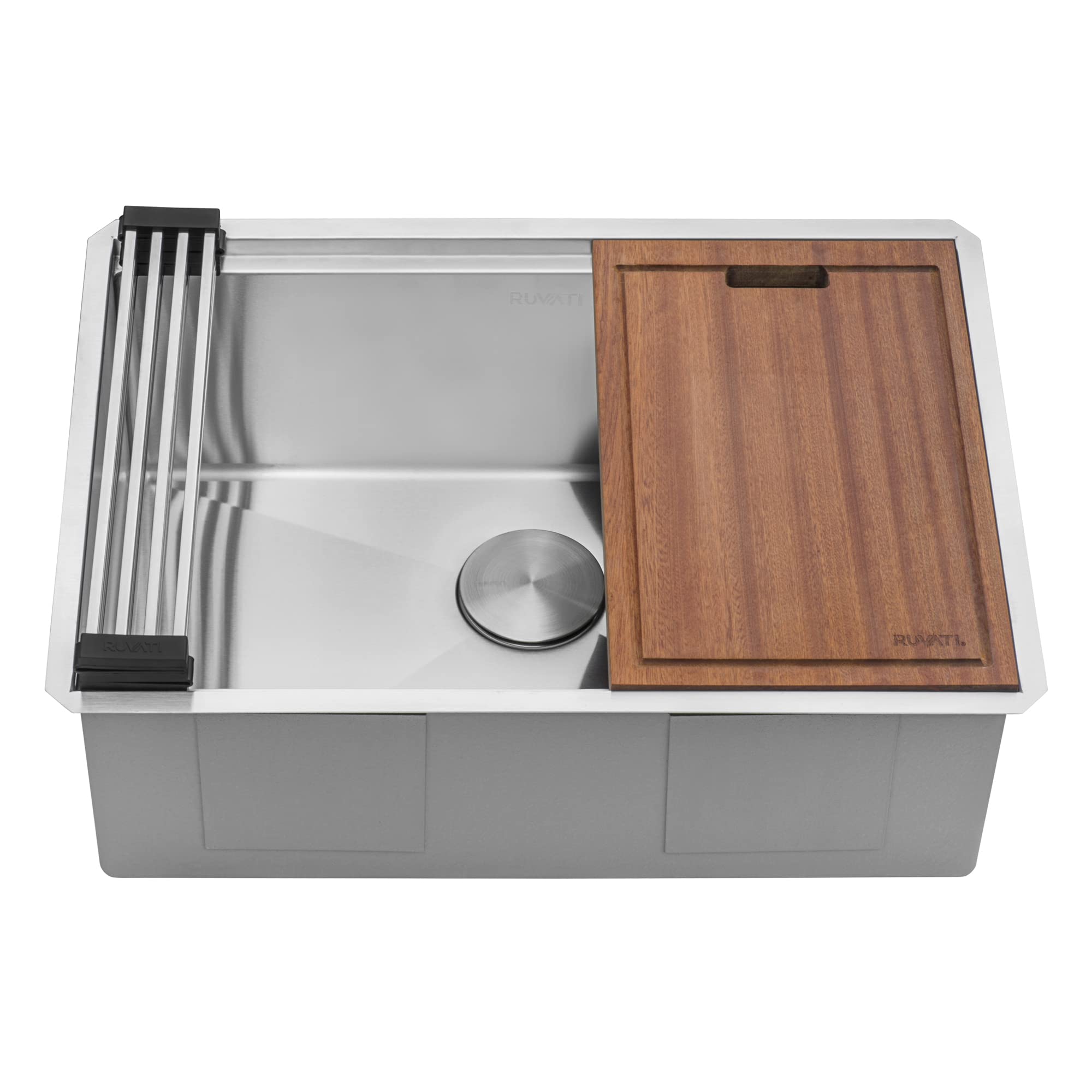 Ruvati 27-Inch Workstation Rounded Corners Undermount Ledge Kitchen Sink With Accessories - Rvh8327