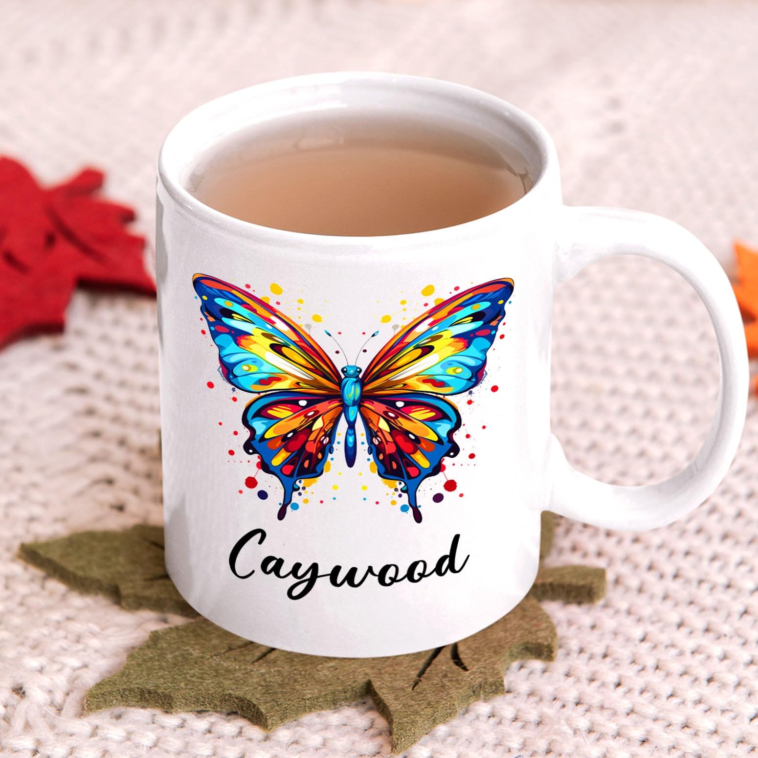 Personalized Butterfly White Ceramic Mug Gift For Girl Women Butterfly Lover Birthday, Butterfly Coffee Mug Cup Gifts With Custo