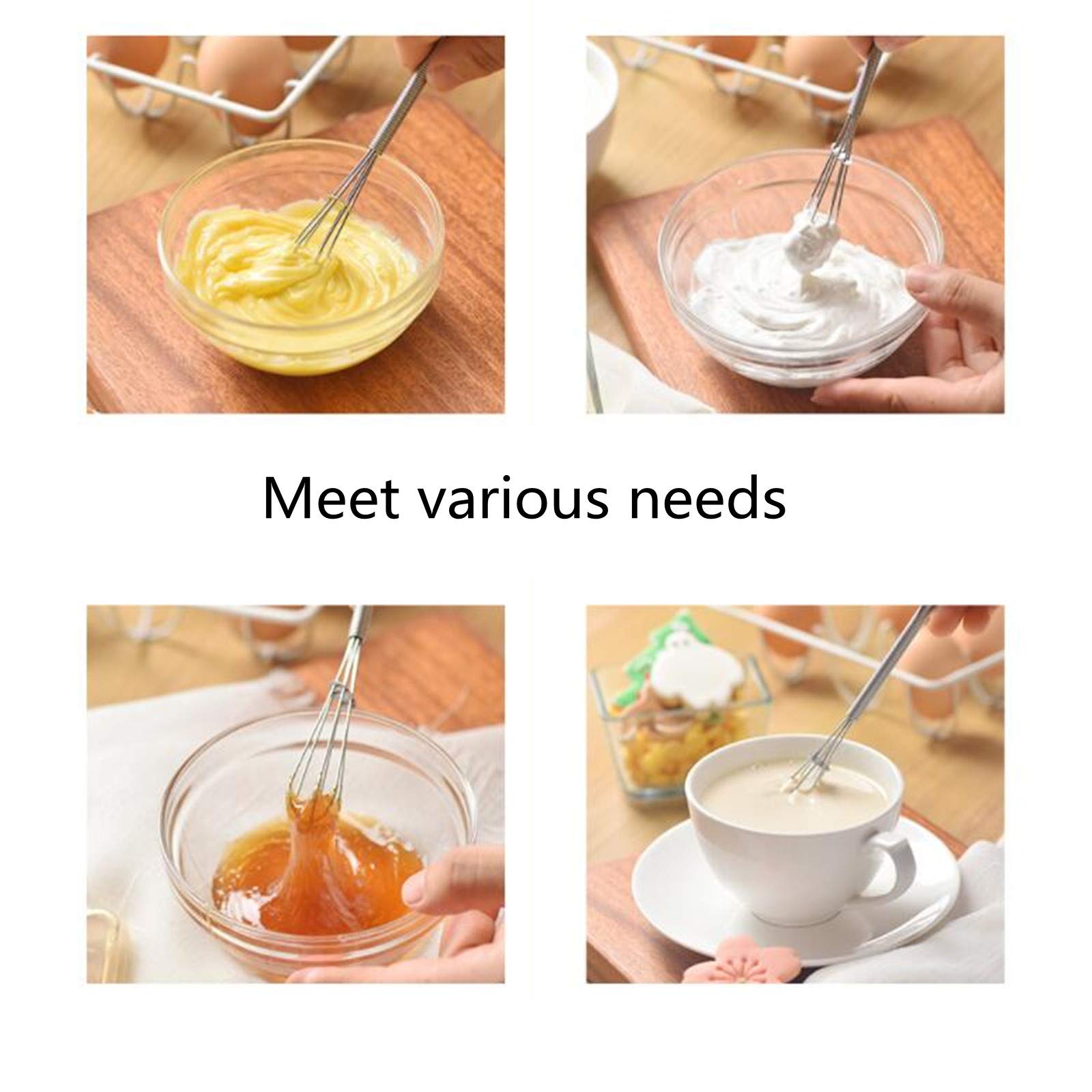 Transun Moo 6 Pcs Small Wire Whisks 7 Inches Mini Stainless Steel Whisks For Cooking Kitchen