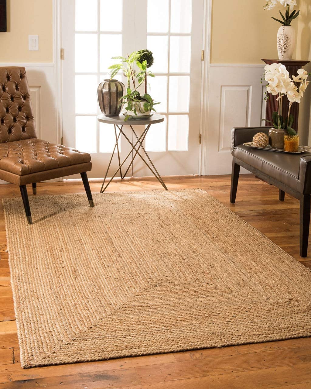 Homeable Handmade Jute Area Rug Natural & Eco Friendly Rug Perfect For Farmhouse Style - Soft & Durable Material For Living Room