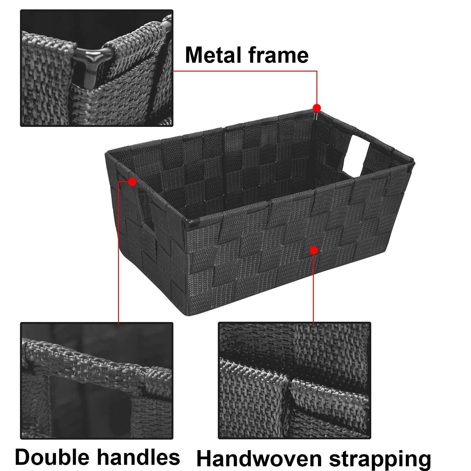 homyfort Woven Shelf Storage Tote Basket Bins Container  Storage Boxes Cube Organizer with Built-in Handles for Bedroom  Office  Closet  Clothes  Kids Room  Nursery 3pk(Grey)
