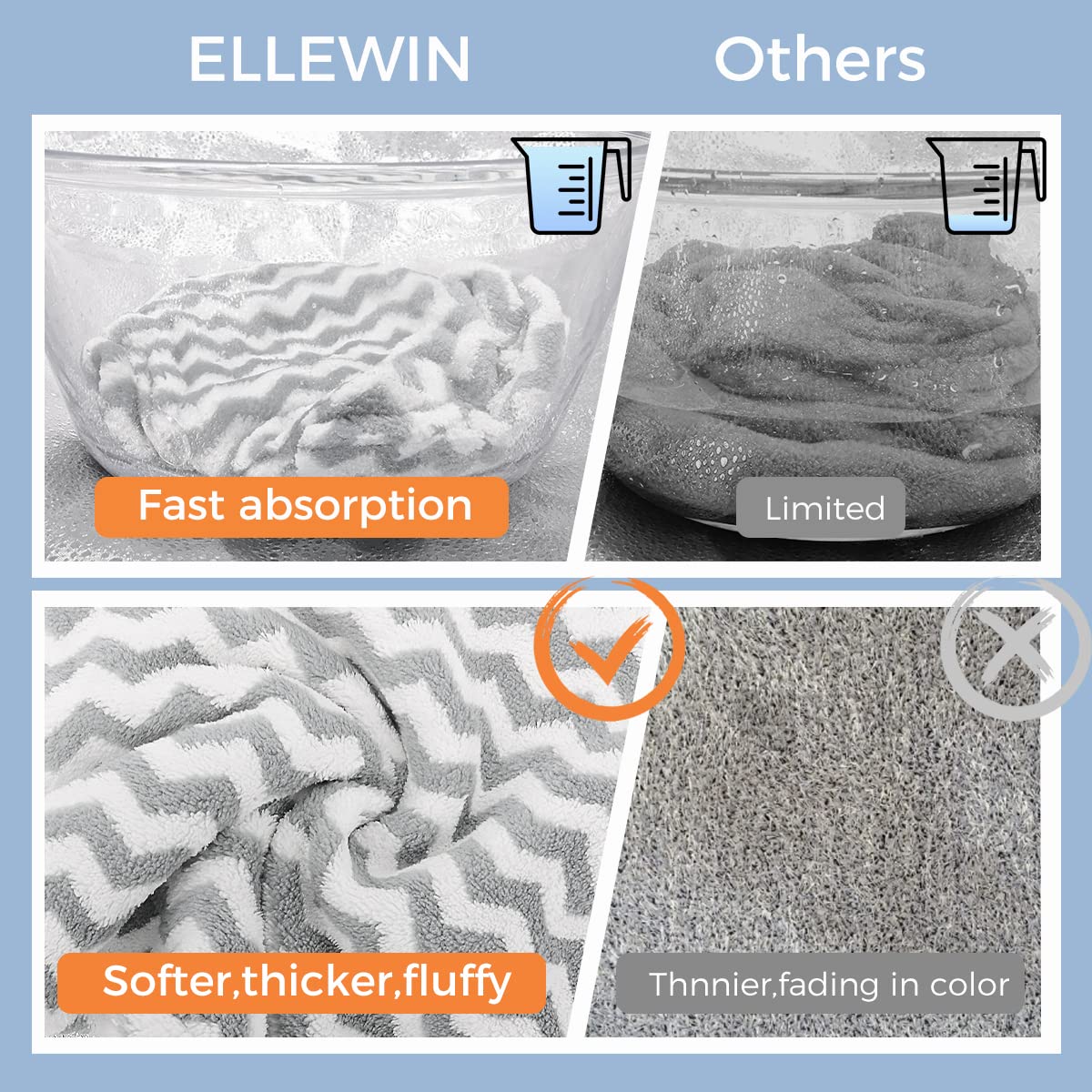 ELLEWIN Microfiber Hair Towel Wrap for Women 2 Pack,Adjustable Hair Drying Turban with Two Button,Anti Frizz,Super Absorbent Qui