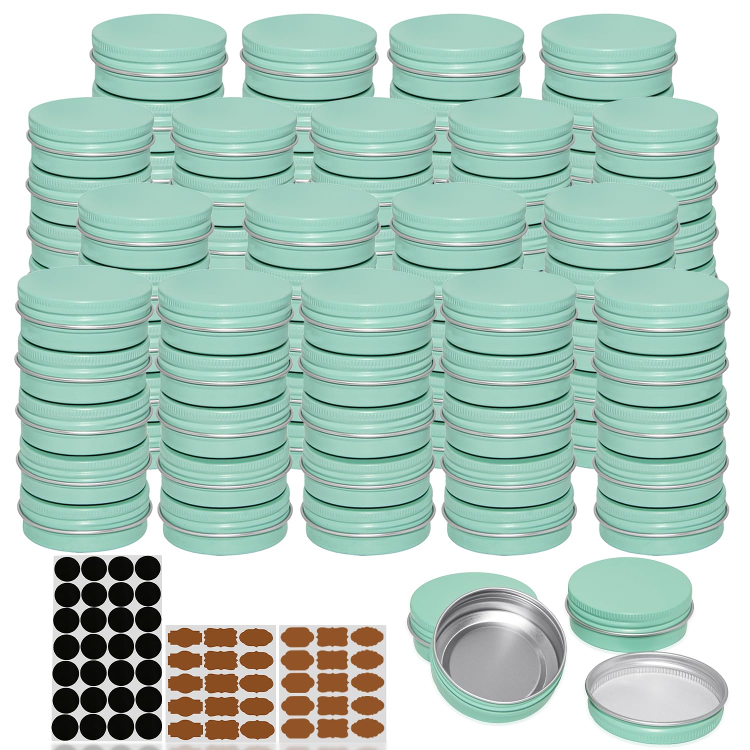 Liyar 1 Oz Tins With Lids, 48 Pack Aluminum 1 Oz Tins For Salves, Round Salve Tins Lip Balm Containers, Reusable Small Tins 1Oz