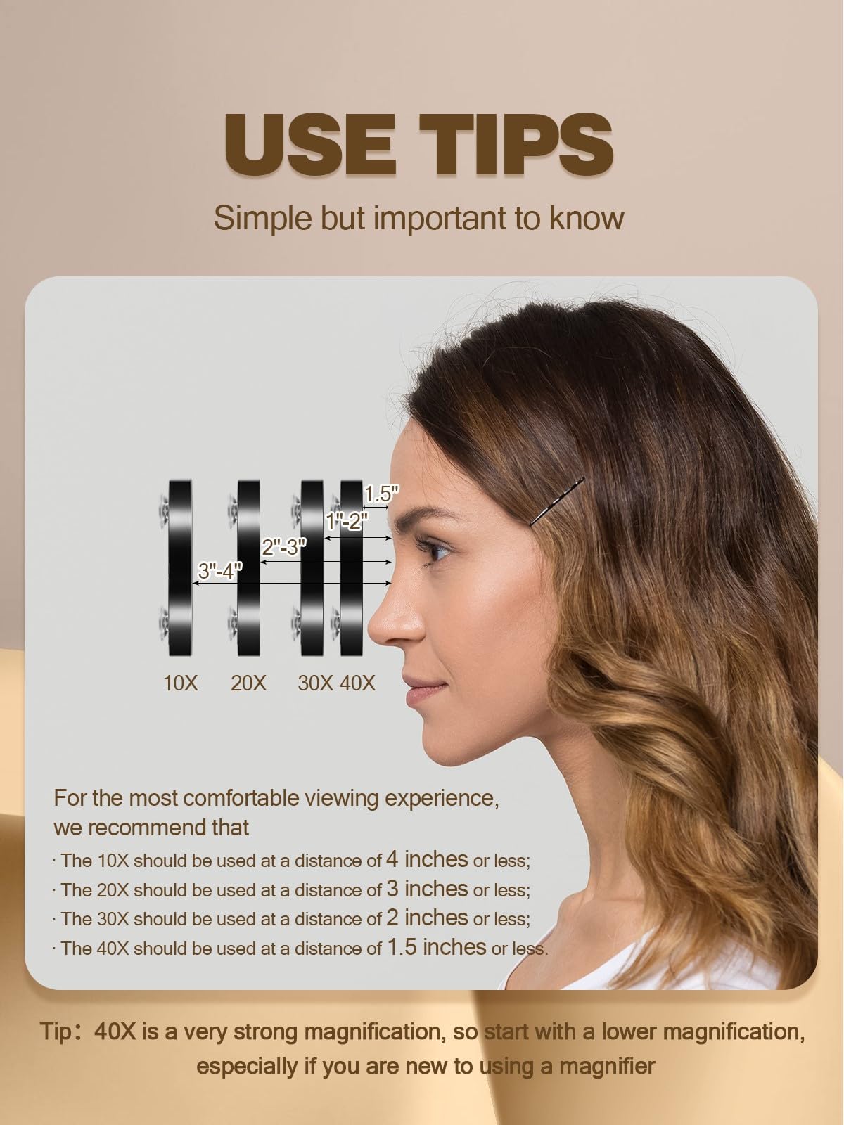 Macaki 10X Magnifying Mirror With 2 Suction Cups, 3.5 Inches Magnified Makeup Mirror And Slant Tweezers,Black,1Pc