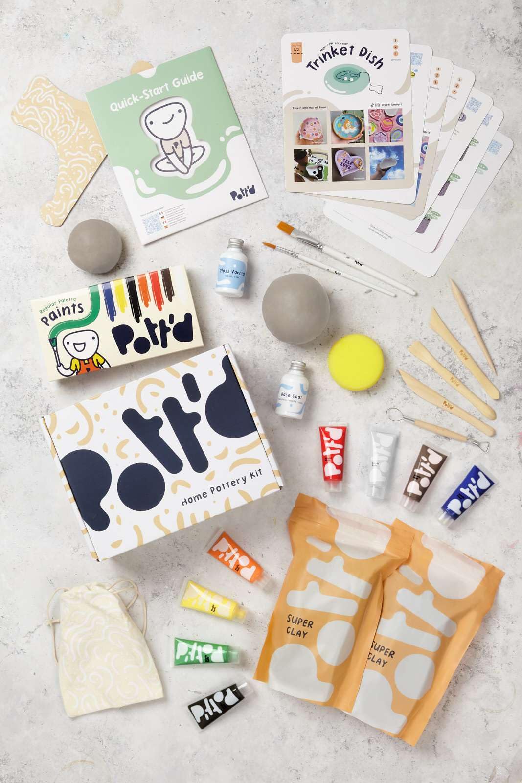 Pottda Home Air-Dry Clay Pottery Kit For Beginners, Pottery Kit For Adults Kit Includes: Air-Dry Clay For Adults, Tools, Paints,
