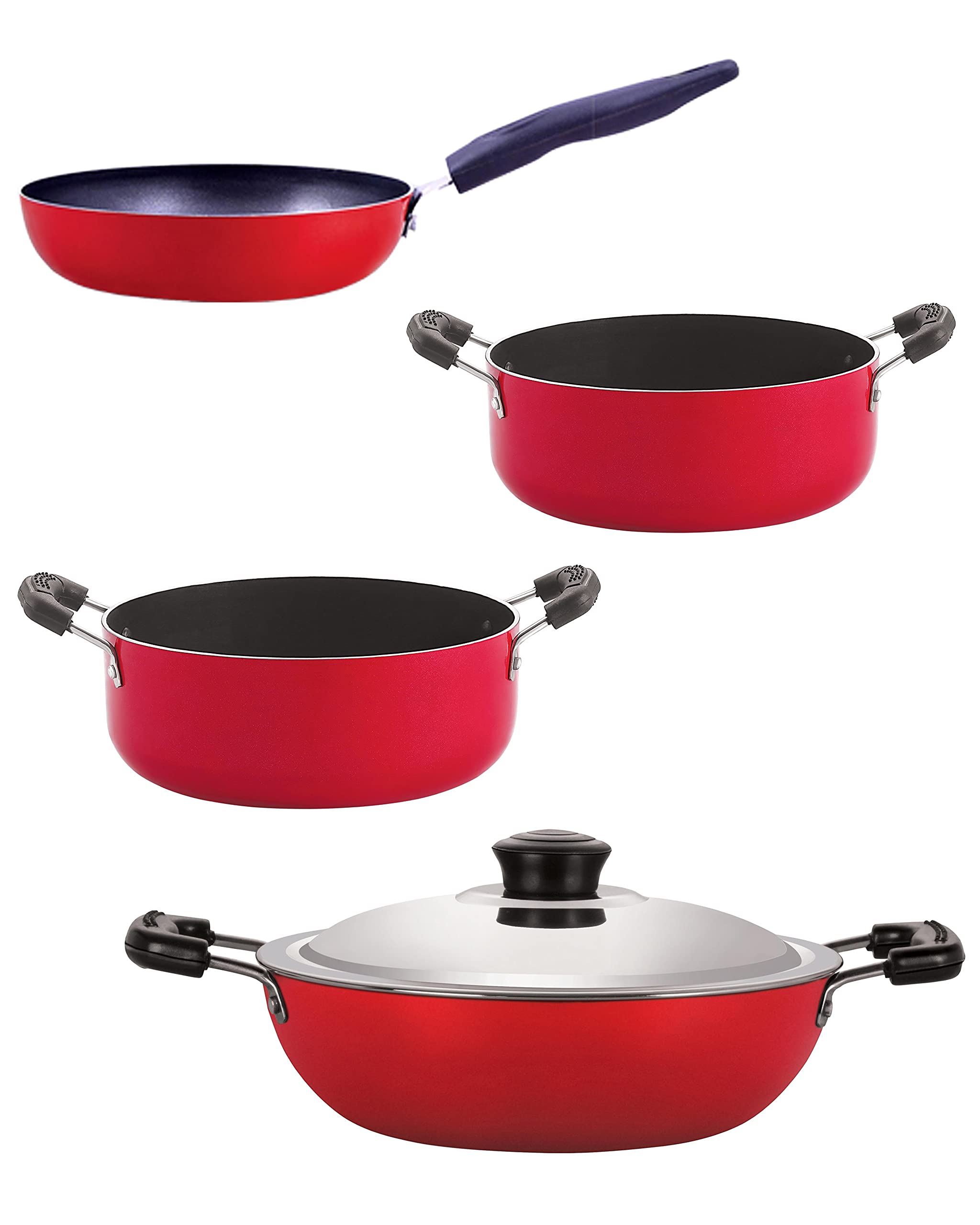 Nirlon Non Stick Coated Heat Resistance Pfoa Free Aluminium Cookware Utencil Gift Set Of 4 Pieces (Dkd(B)_Cvg_Cs22_Cs24)