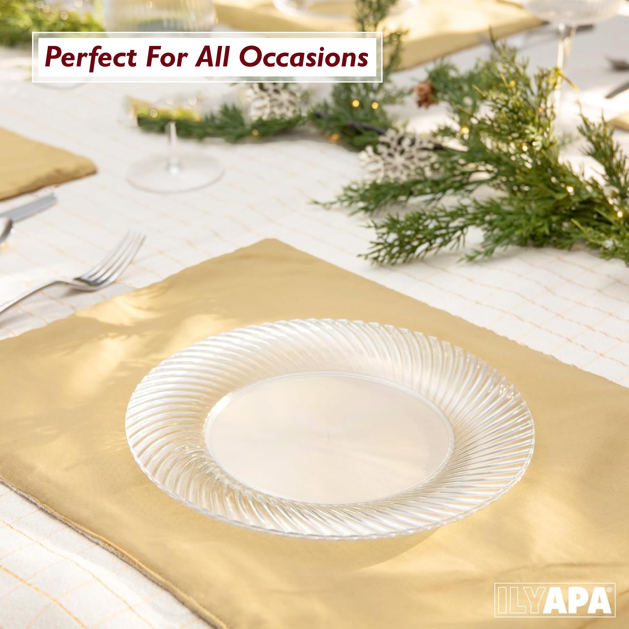 Ilyapa 100 Pack 7 Inch Disposable Dessert Plates, Plastic Clear Party Sets For 100 Guests, Clear Appetizer And Cake Plates 7 '',