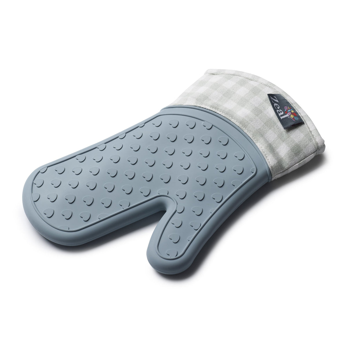 Zeal Silicone Heavy Duty Single Oven Mitt Glove Gingham Duck Egg Blue (11.5/28.5 Cm Long)