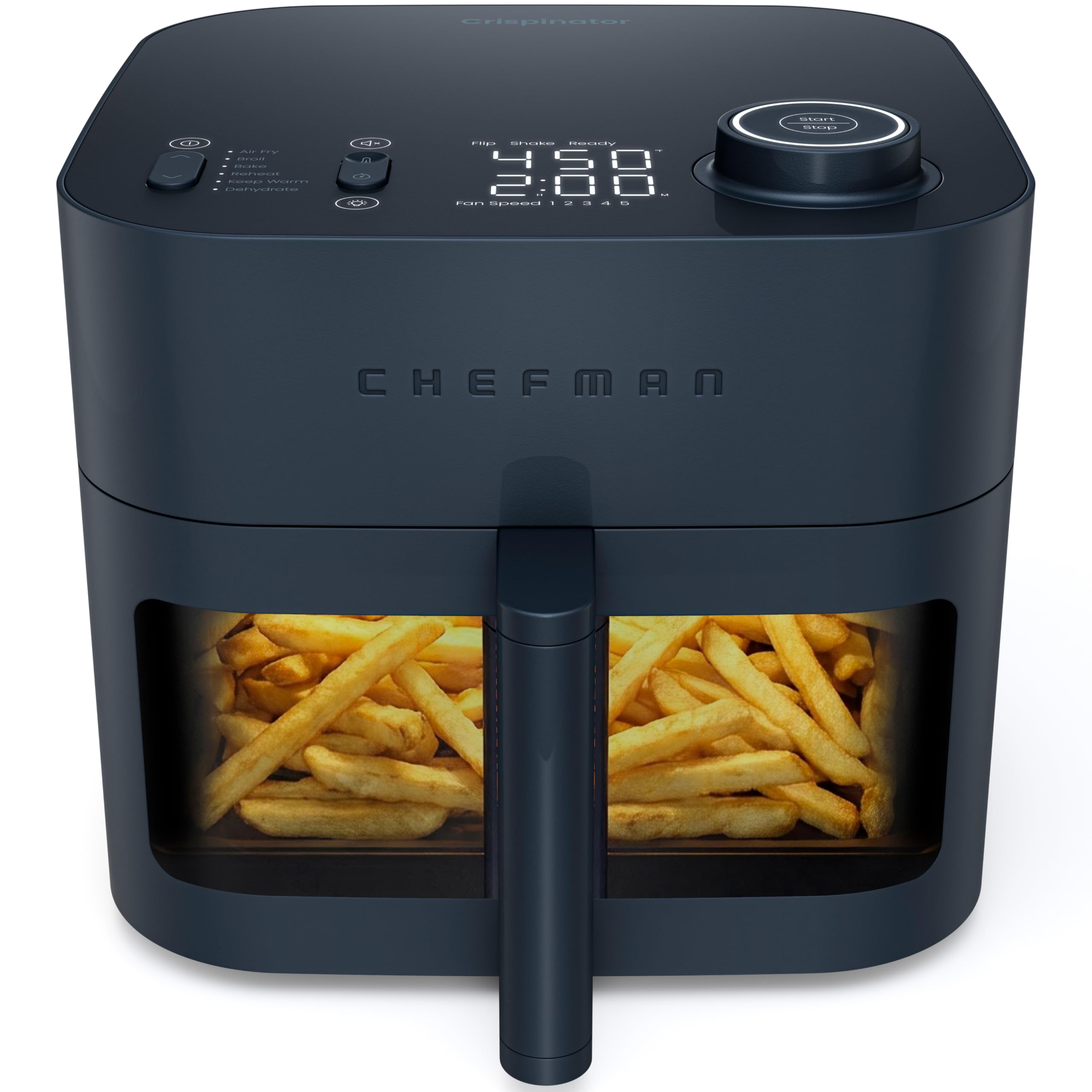 Chefman Crispinator Air Fryer 6-in-1 with 8 Qt capacity, 450F Max Temp with TurboFry Pro Technology for Fast and Even Results, V