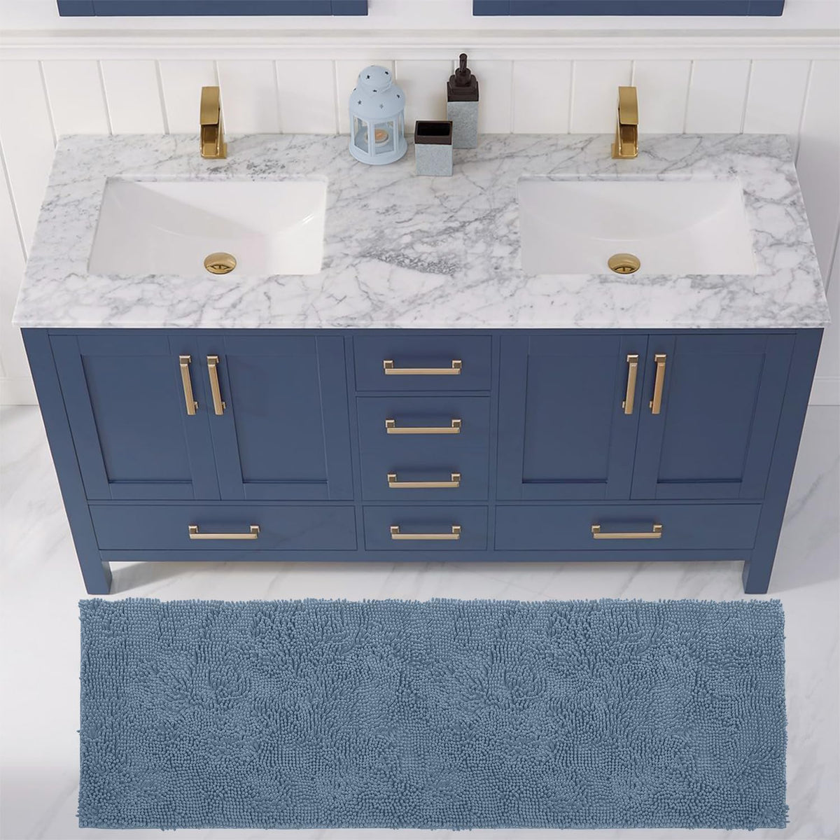 Luxurux Plush Chenille Runner Rug - Ultra-Soft, Absorbent & Non-Slip Bath Mat For Bathroom, Hallway & More, Machine Washable (27