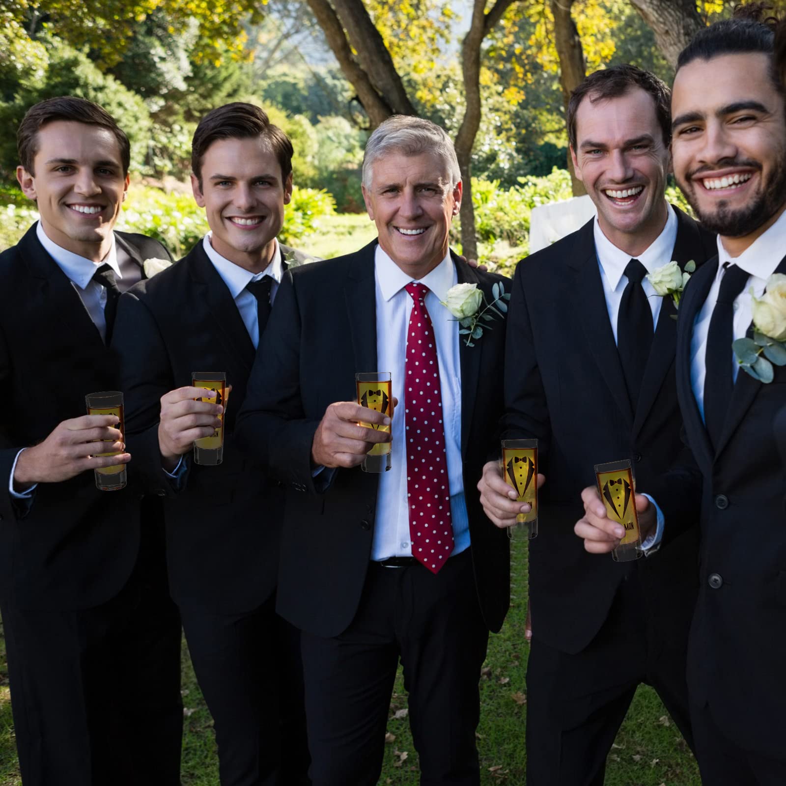 Rtteri 6 Pcs Wedding Shot Glasses Set 1 Best Man 5 Groomsmen Shot Glasses Wedding Party Favors Shot Glasses Bachelor Party Favor