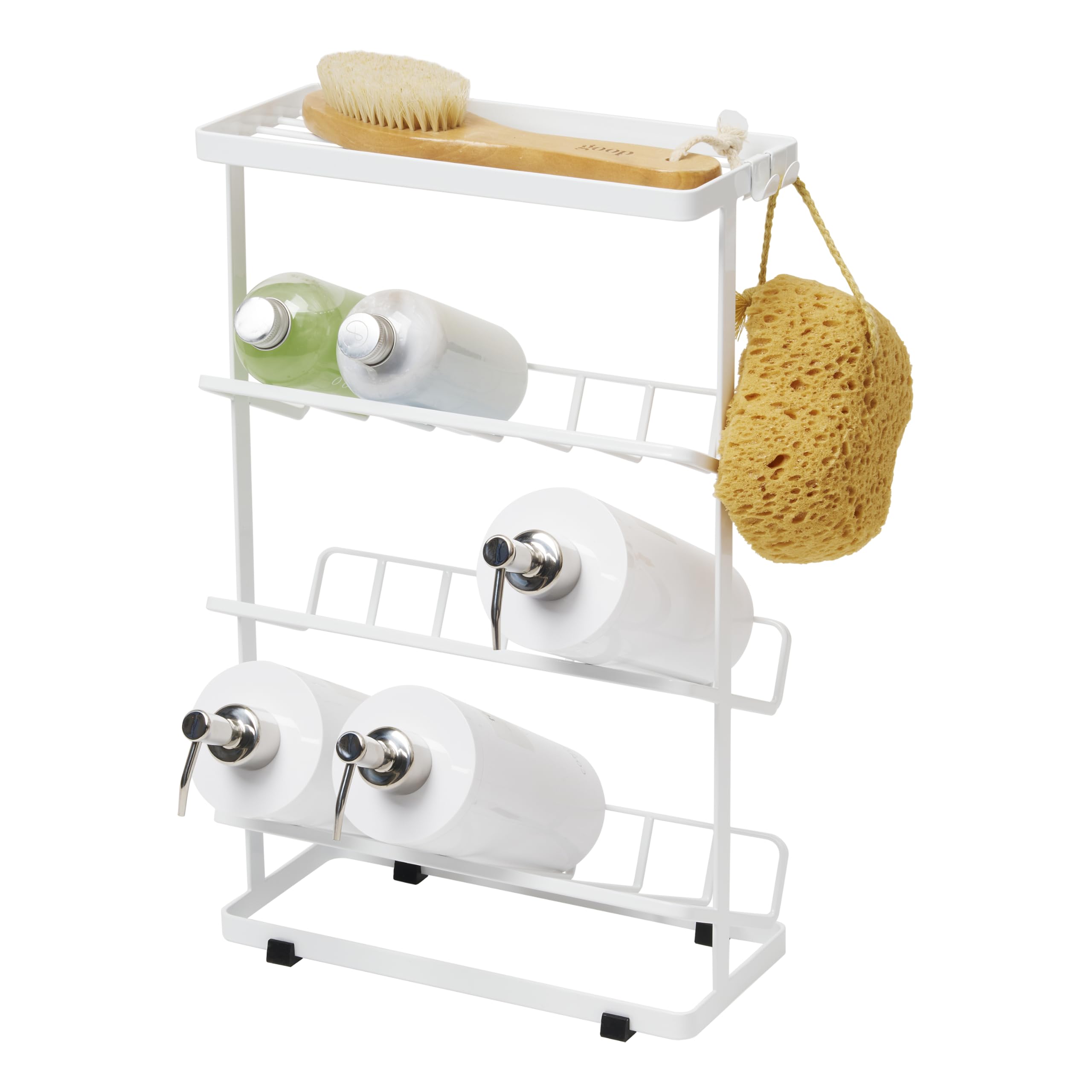 Yamazaki Home Tower Bath Rack - Bathroom Shower Storage Holder, Caddy Shelf Organizer - Medium, 17 - Steel - Holds Up to 9 Dispe