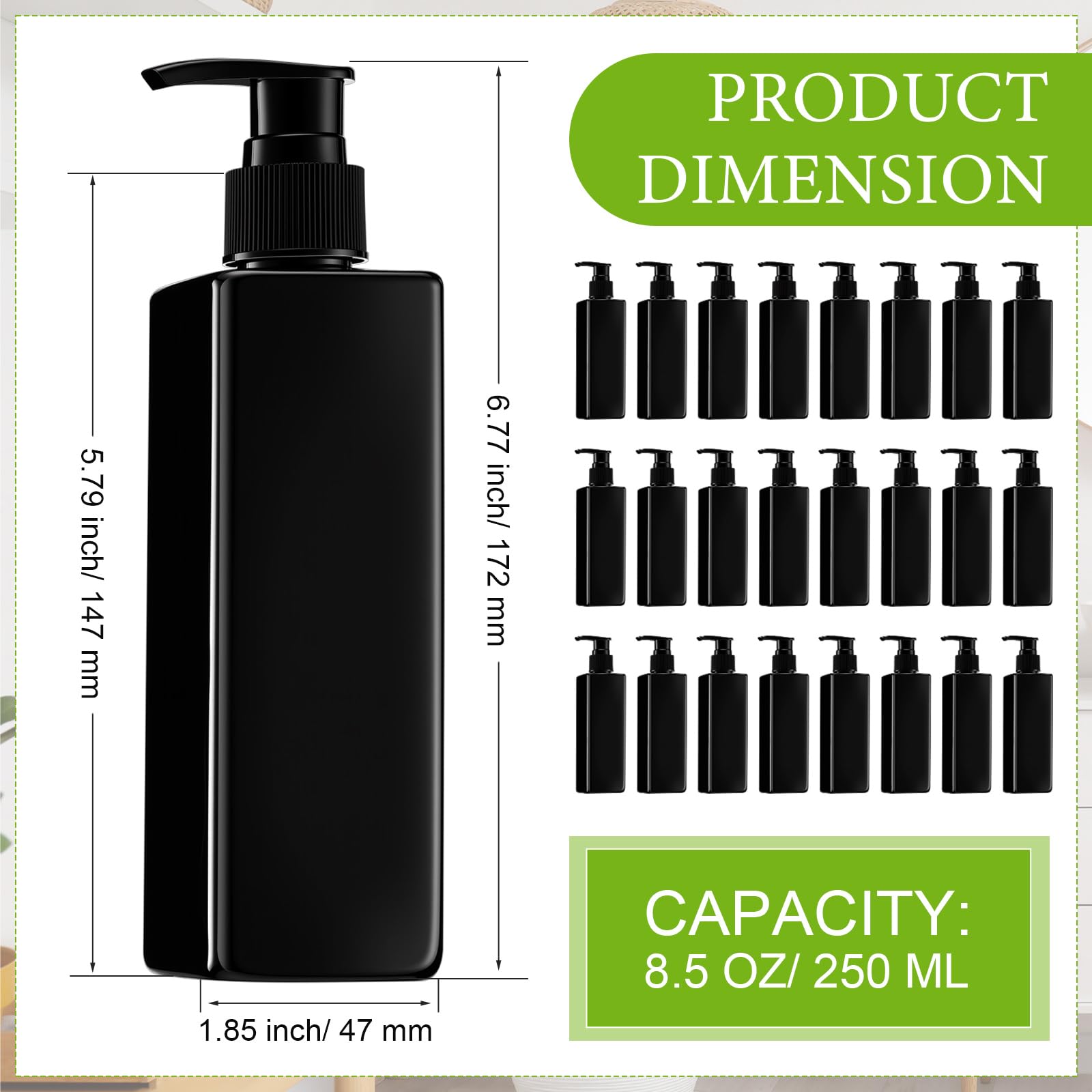 Chunful 24 Pcs Soap Dispensers Plastic Pump Bottles 8.5 oz Refillable Dishwashing Liquid Dispenser with Pump Leakproof Empty Lot