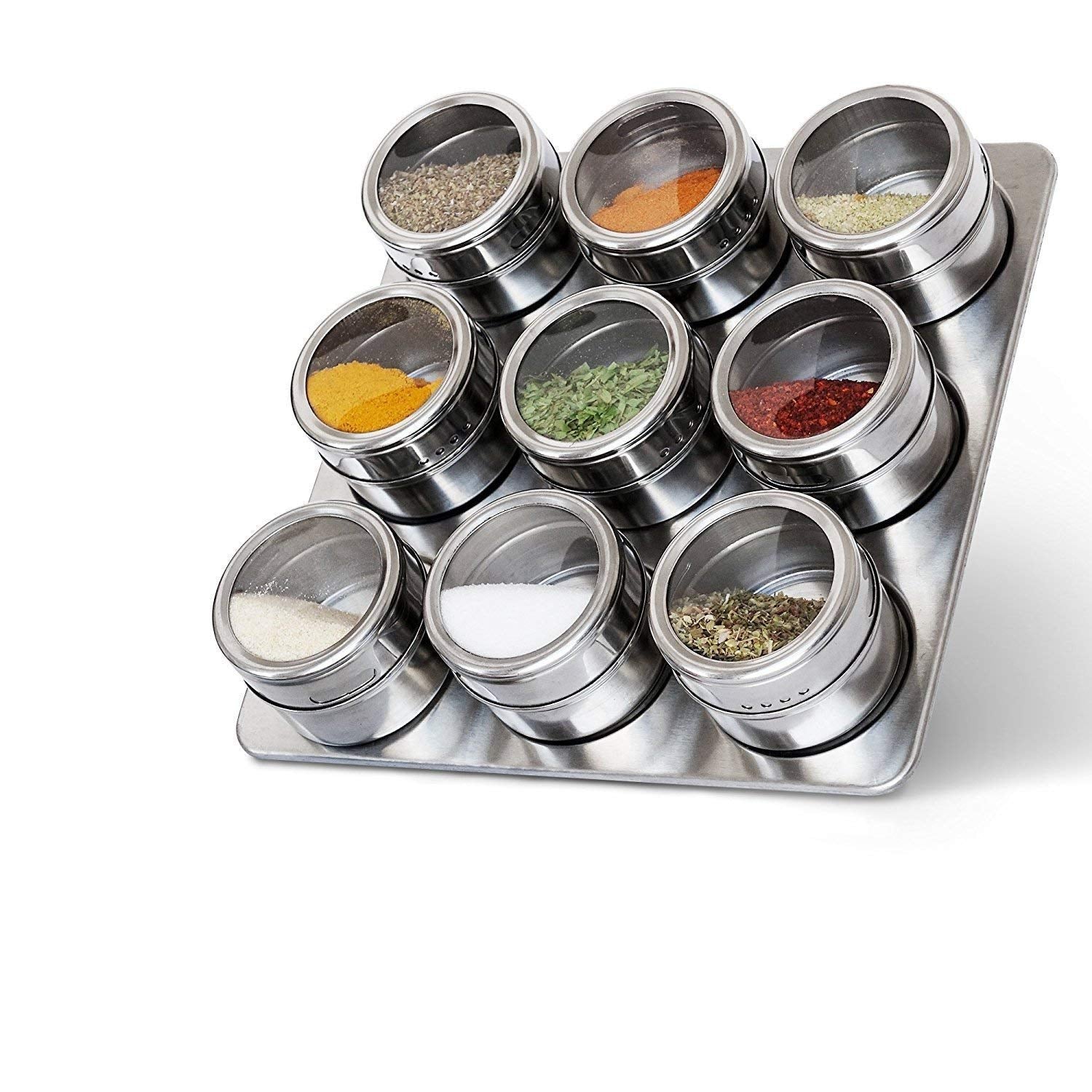 Terxa Magnetic Spice Rack | Stainless Steel Spice Organizers Set | Seasoning Spice Rack | Masala & Spices Rack With Lid | Kitche