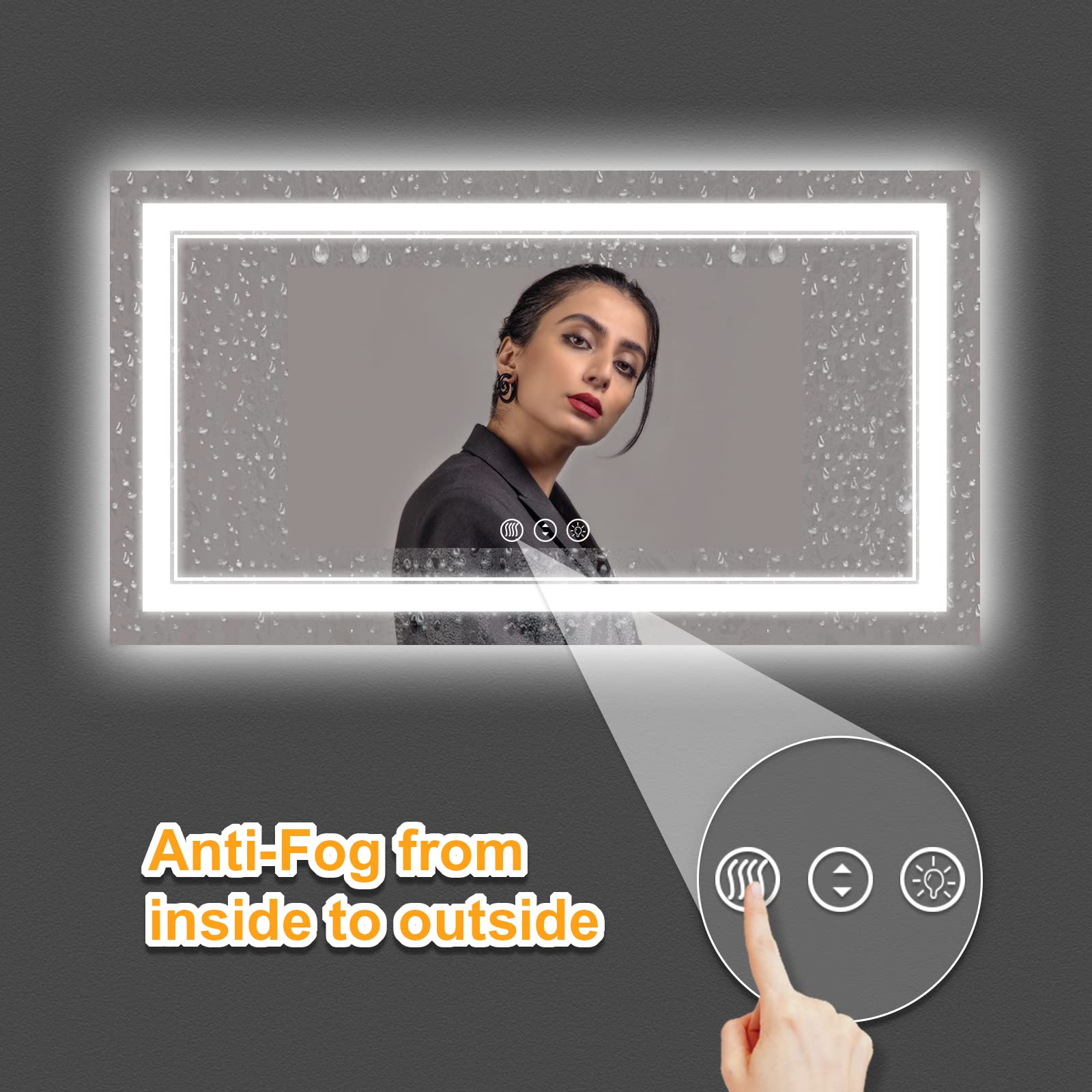 Istripmf 55X30 Inch Led Bathroom Mirror, Backlit And Front Light Anti-Fog Dimmable Memory Lighted Vanity Mirror, Large Shatterpr