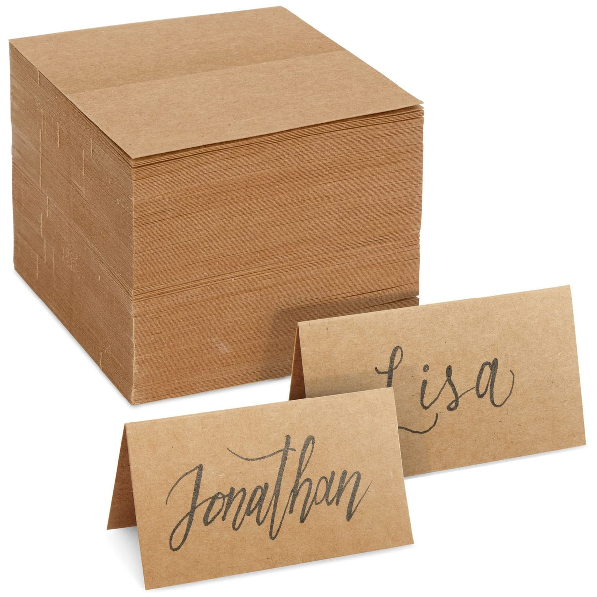 Juvale 200 Pack Kraft Paper Place Cards For Table Setting - Blank Name Cards For Wedding Reception, Baby Shower, Table Numbers (