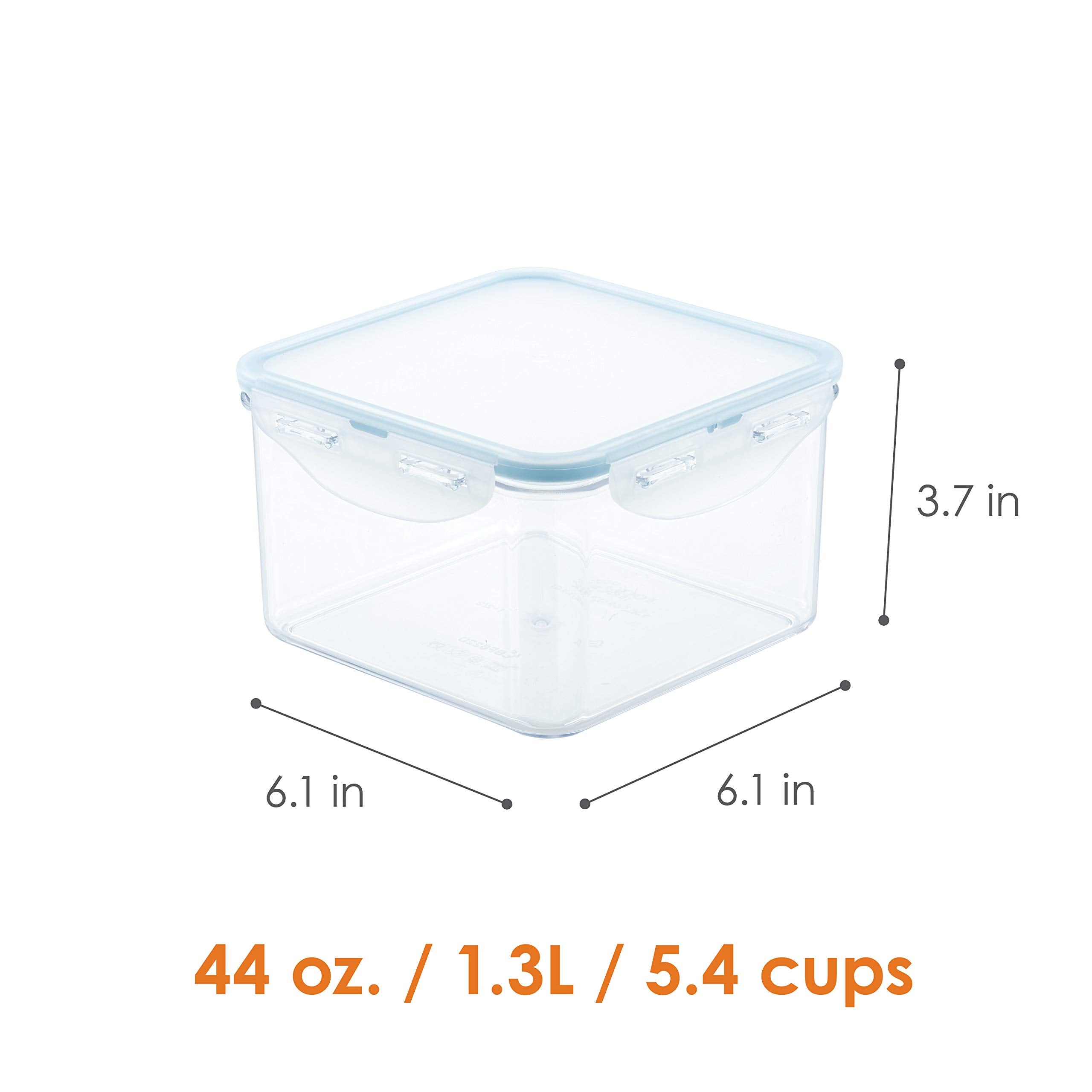 Lock & Lock Purely Better Tritan Container/Square Food Storage Bin, 44 Ounce, Clear