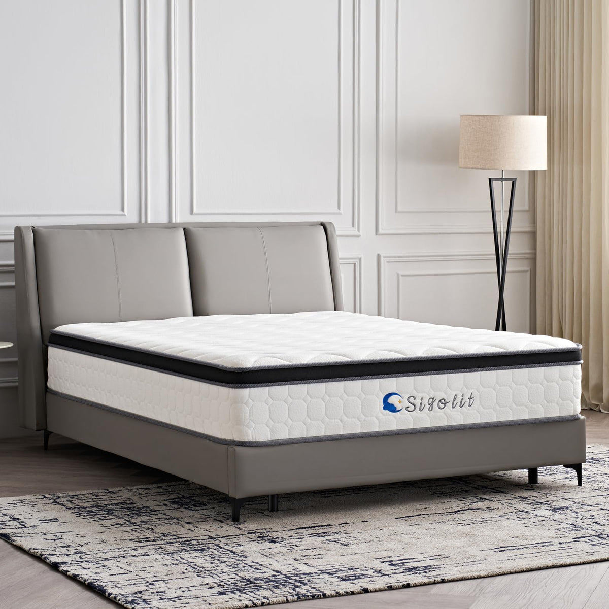Sigolit 12 Inch King Size Hybrid Mattress - Medium Firm, Memory Foam & Pocket Springs, Motion Isolation, Edge Support, Pressure