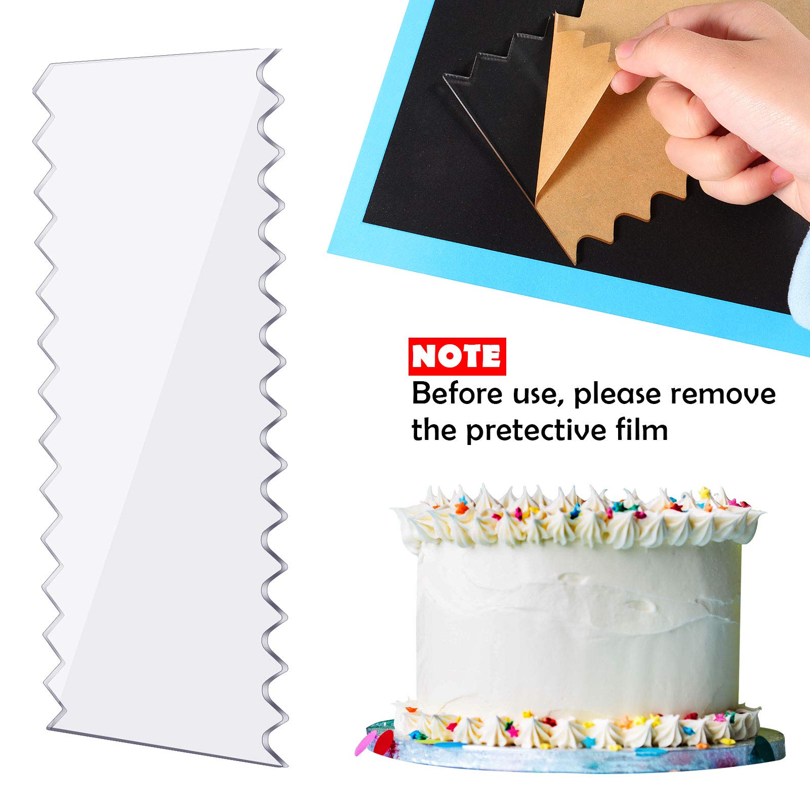 3 Pieces Cake Scrapers Clear Acrylic Cake Icing Scraper Frosting Buttercream Large Cake Smoother Scraper Cake Edge Stripe Combs