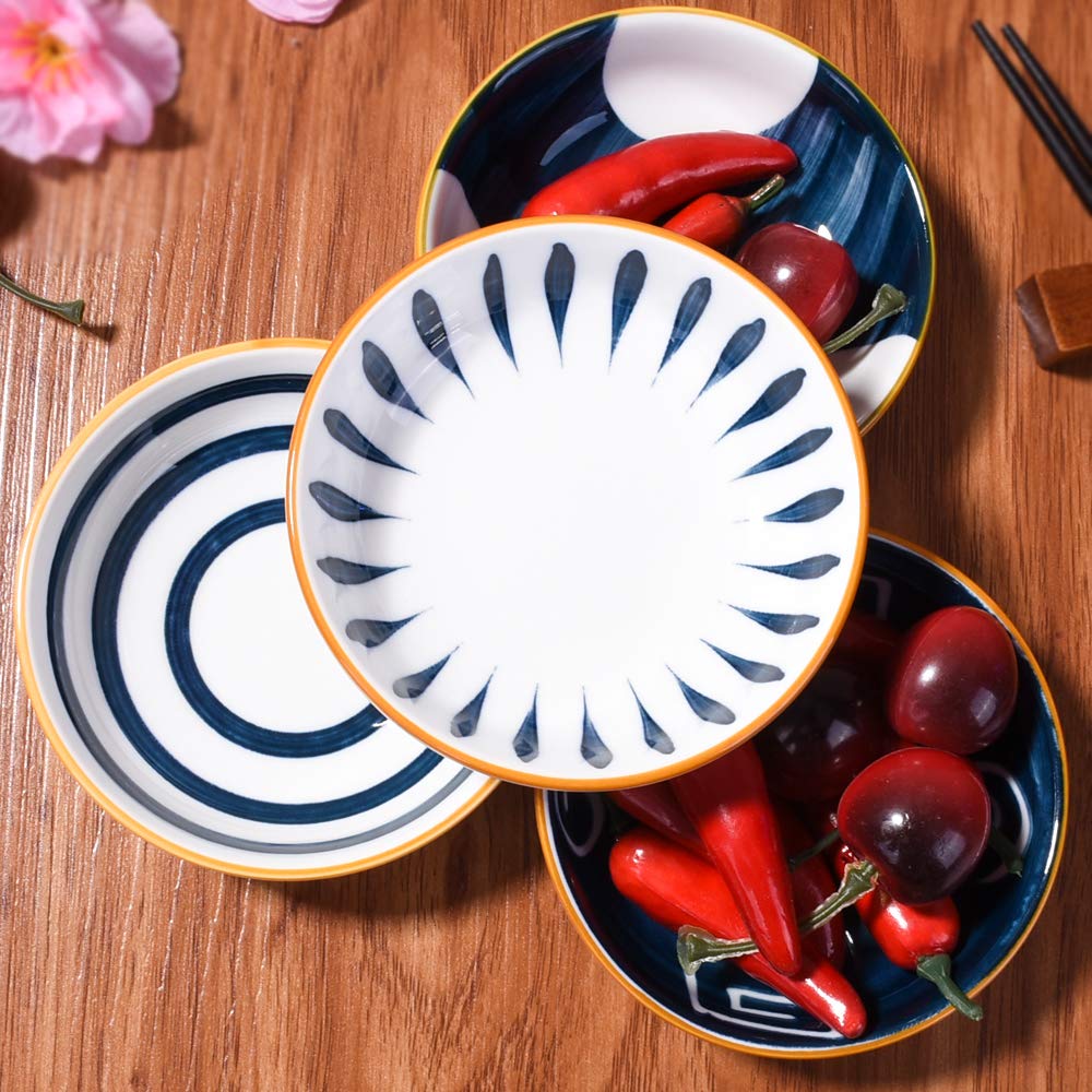 Cerficer Japanese Side Dishes Set Of 4, Soy Sauce Dishes, Dipping Bowls Set