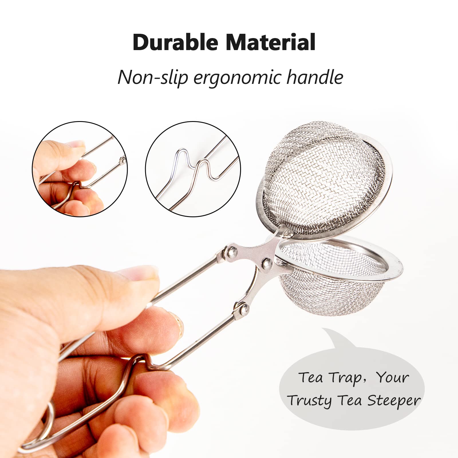 Snap Ball Tea Strainer  Exptolii 2 Pack Stainless Steel Tea Infuser Filter with Handle for Loose Leaf Tea  Spices  Seasonings
