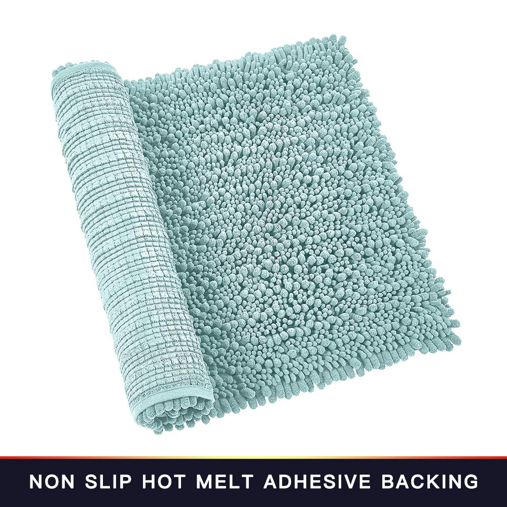 Walensee Bathroom Rug Non Slip Bath Mat (32X20 Inch Spa Blue) Water Absorbent Super Soft Shaggy Chenille Machine Washable Dry Ex