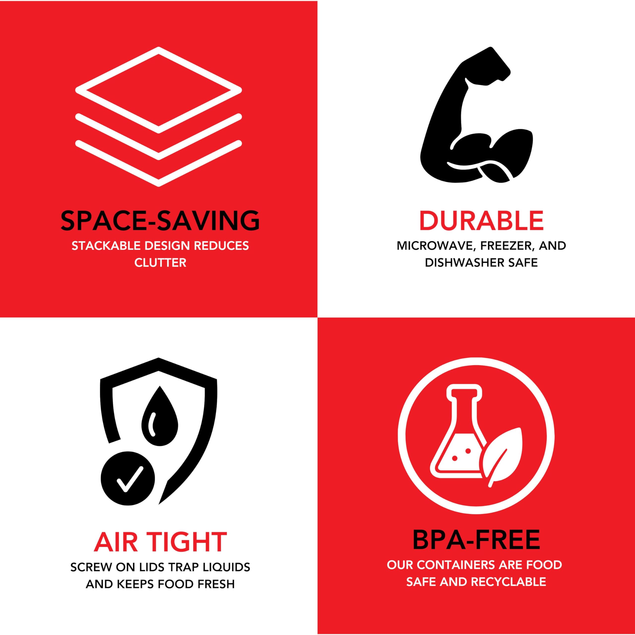 Stock Your Home 16Oz Plastic Containers With Twist Top Lids (10 Pack), 2 Cup Freezer Containers With Lids For Leftover Food, Air