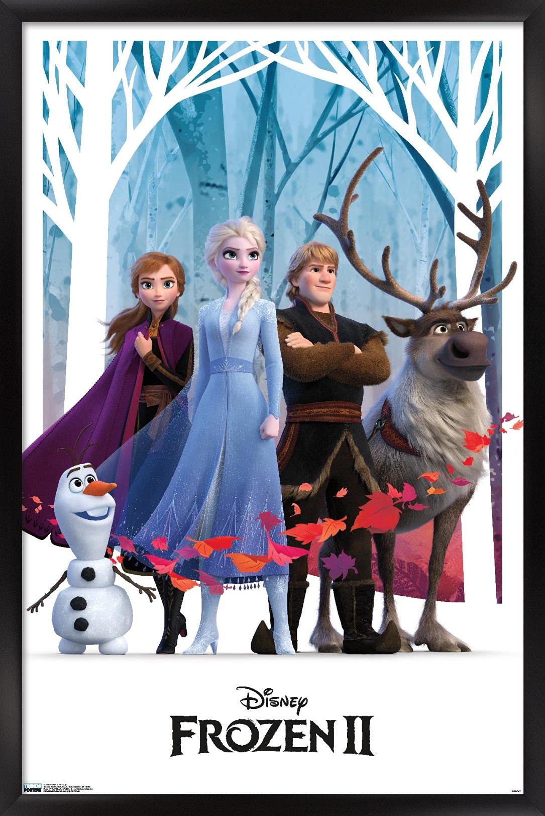 Trends International Disney Frozen 2 - Group Wall Poster, 14.725'' X 22.375'', Black Framed Version