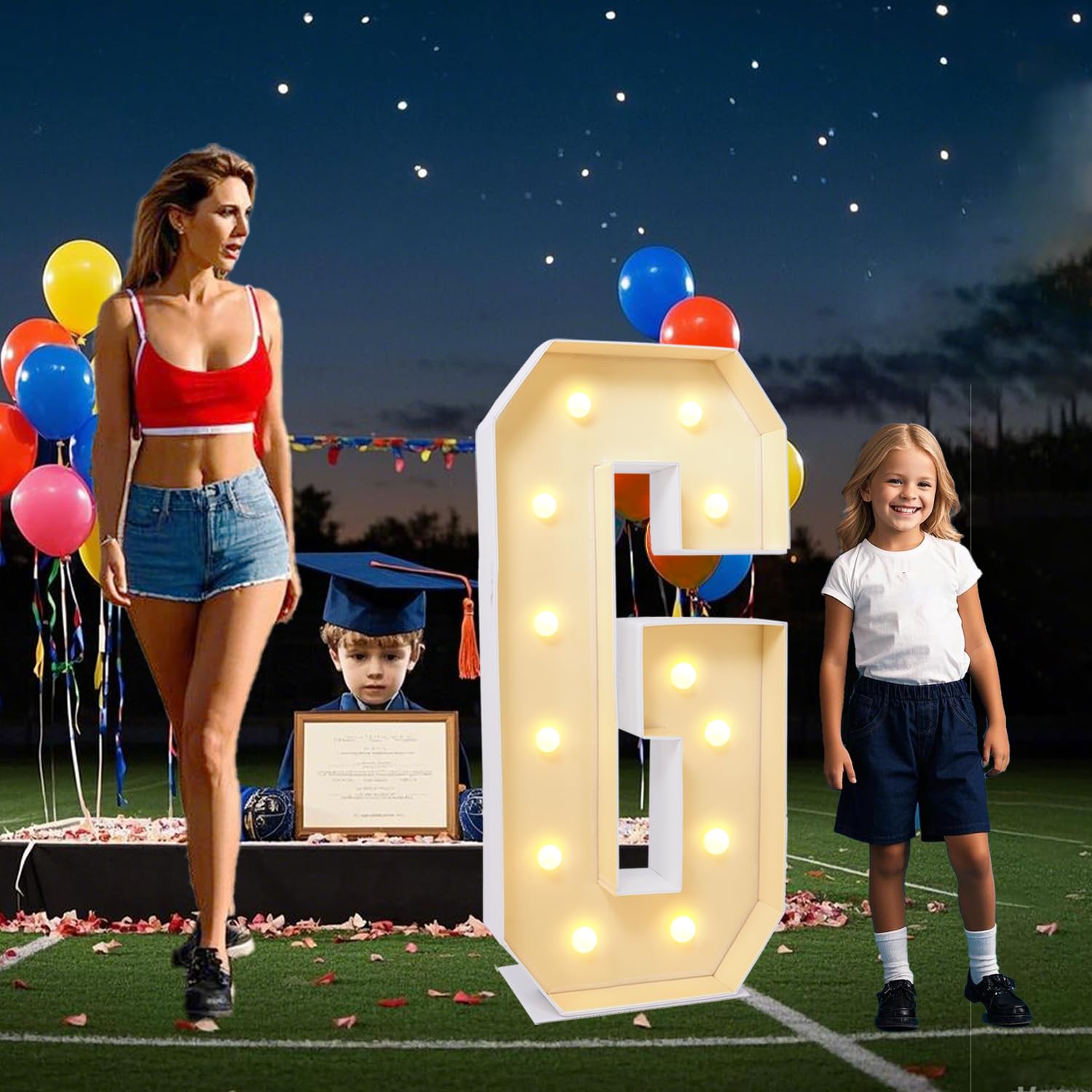 4FT Marquee Letters G Sign, Large light up Numbers Party Decoration, No Tools Easy Setup, Corrugated Plastic, Can Be Used for Bi