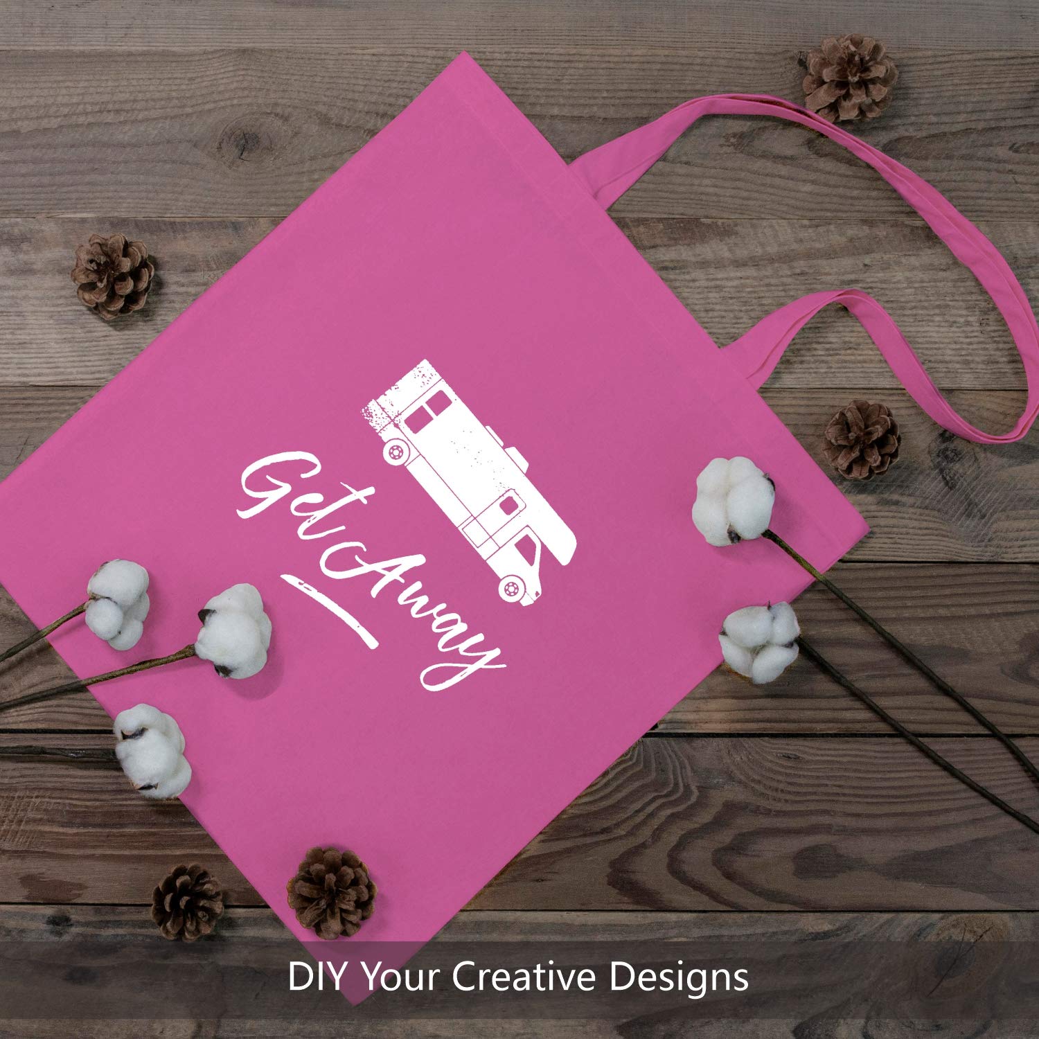 Topdesign 12-Pack Economical 16''X15'' Pink Cotton Tote Bag, Lightweight Medium Reusable Grocery Shopping Cloth Bags, Suitable F