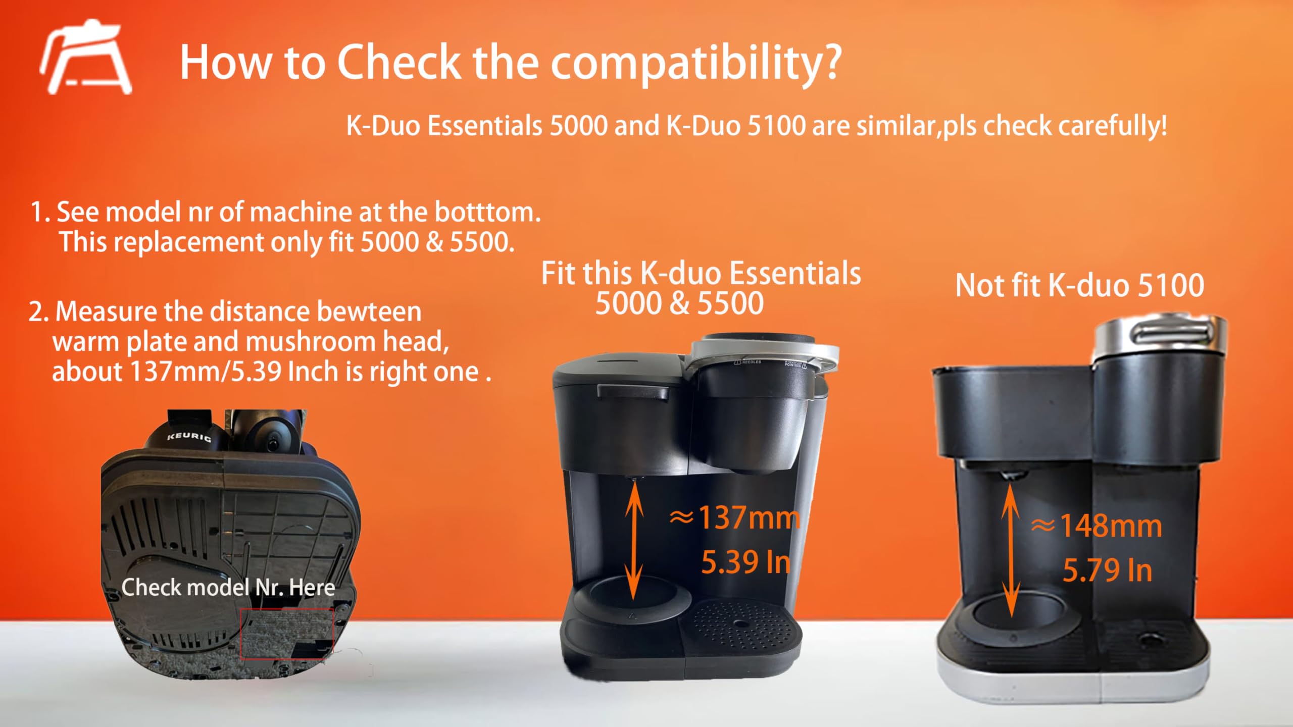 12 Cups Coffee Pot Replacement Compatible For Keurig K-Duo Essentials 12 Cups Coffee Machine 5000 &5500 (Not Fit K-Duo 5100 Mode