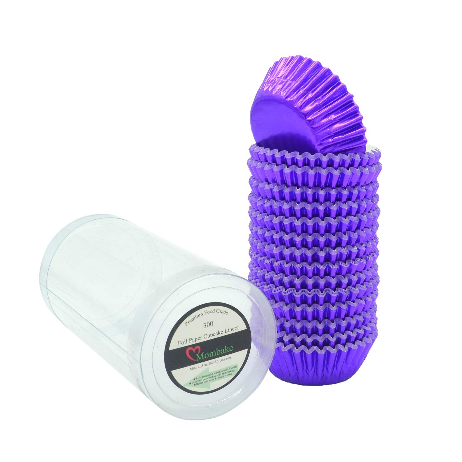 Mombake Mini Purple Foil Cupcake Liners Muffin Baking Cups For Party And More, 300-Count