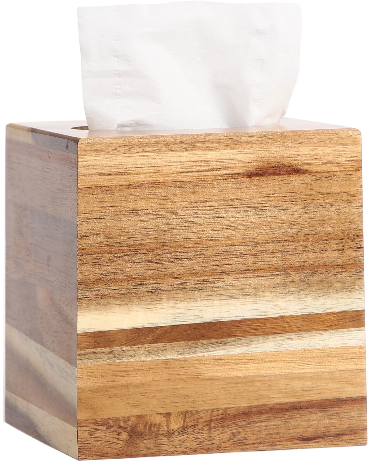 Catory Tissue Box Cover, Acacia Wood Tissue Box Cover Square, Rustic Tissue Box Holder Covers Your Tissues, Decorative Tissue Cu