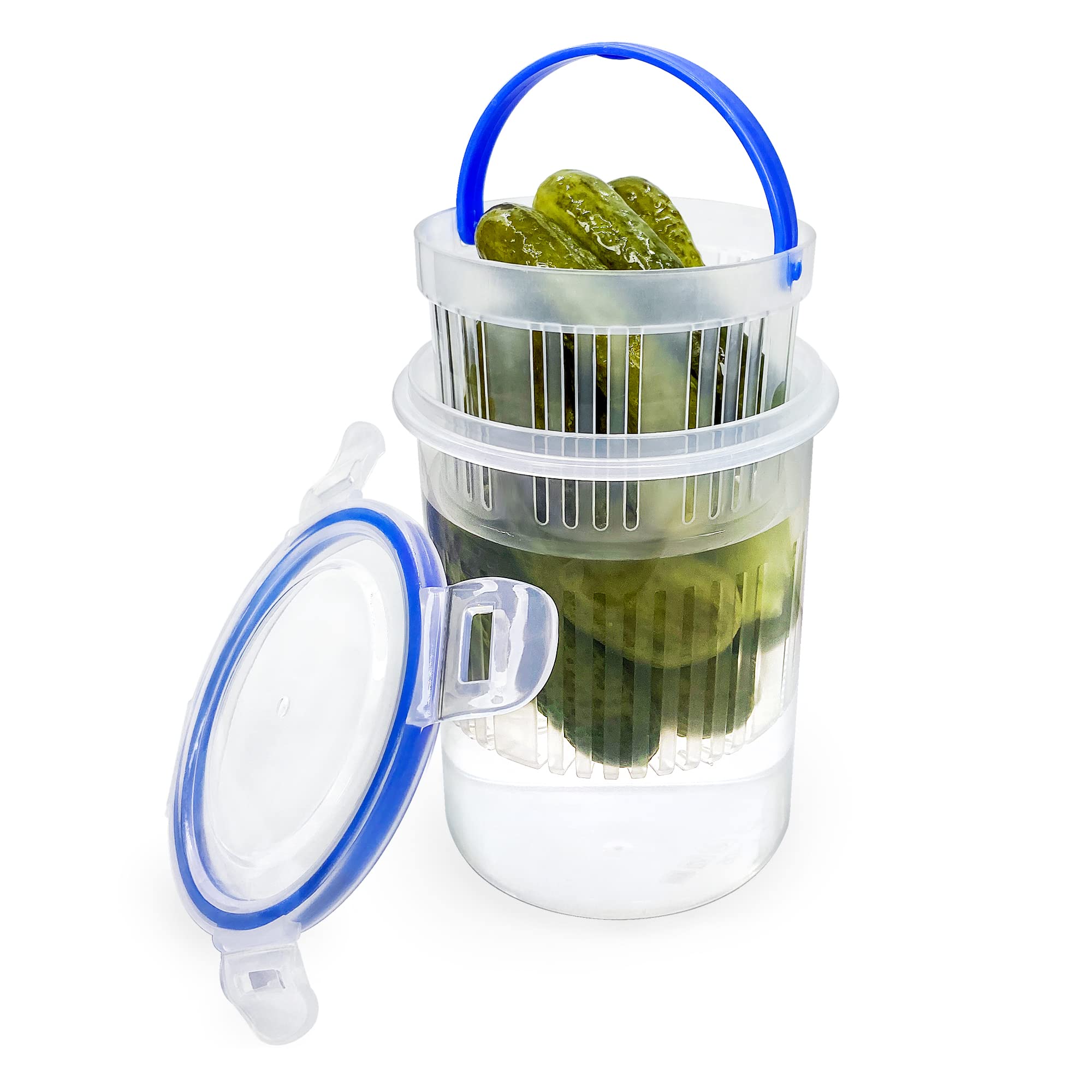 Kikiniko Pickle Jar 24 Oz Pickle Container With Strainer Pickle Holder Keeper Lifter, Pickle Storage Container Pickle Strainer,F