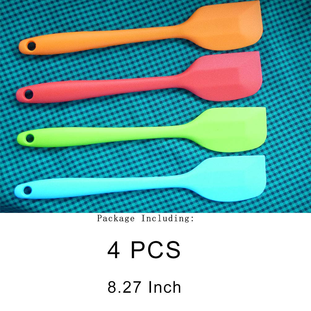 Zyoung 4 Pcs Silicone Spatulas, Rubber Spatula Heat Resistant Seamless One Piece Design Flexible Scrapers Baking Mixing Tool,Sma