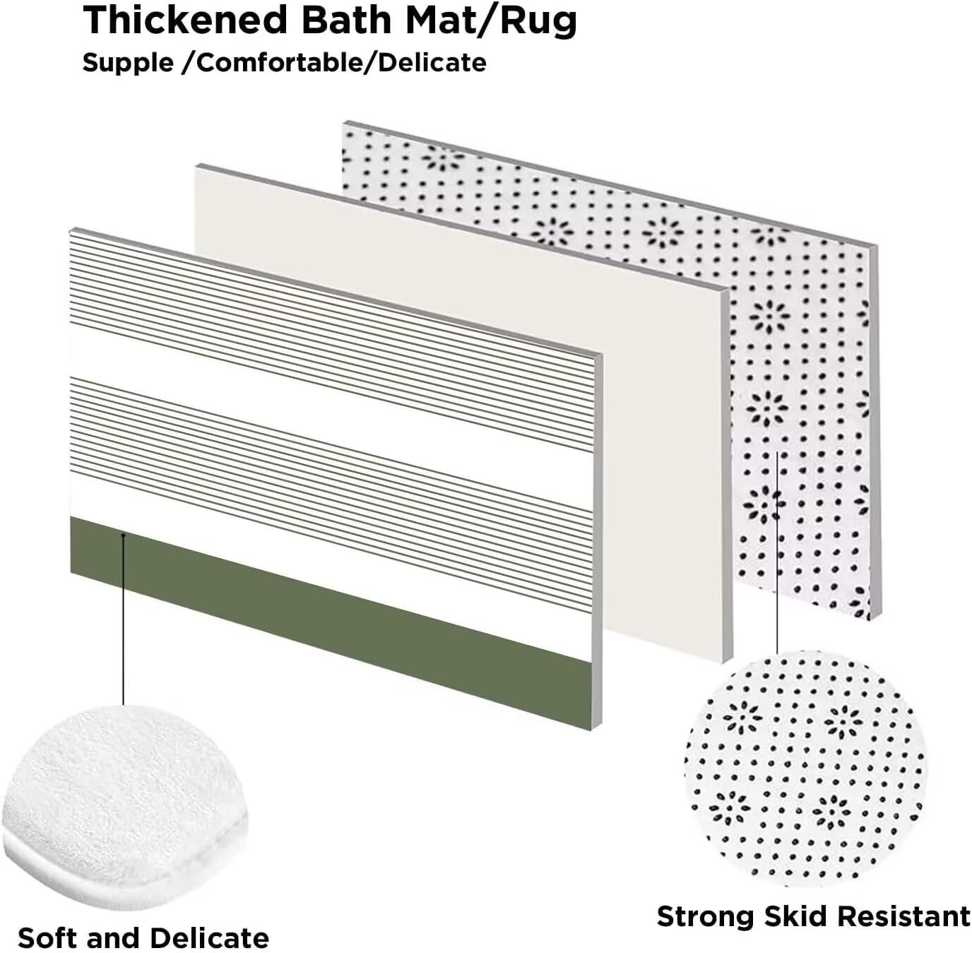 Ddqq 4Pcs Boho Streak Shower Curtain Sets With Rugs Sage Green Stripe Bathroom Sets Shower Curtain With 12 Hooks Bathroom Decor