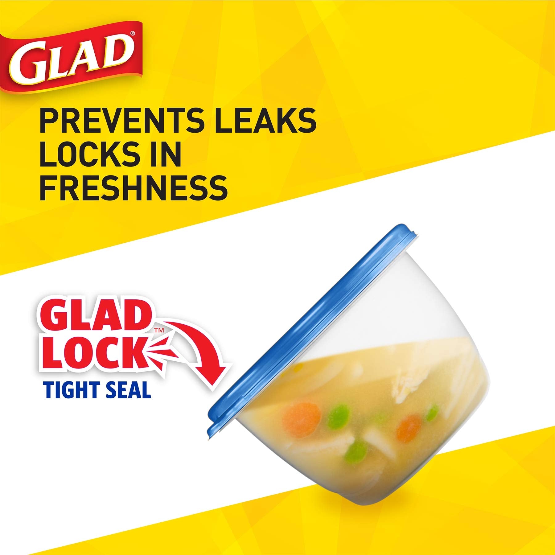 Gladware Lockware To Go Food Storage Containers | Glad Medium Size Round Food Storage That Holds Up To 32 Ounces Of Food, Solids